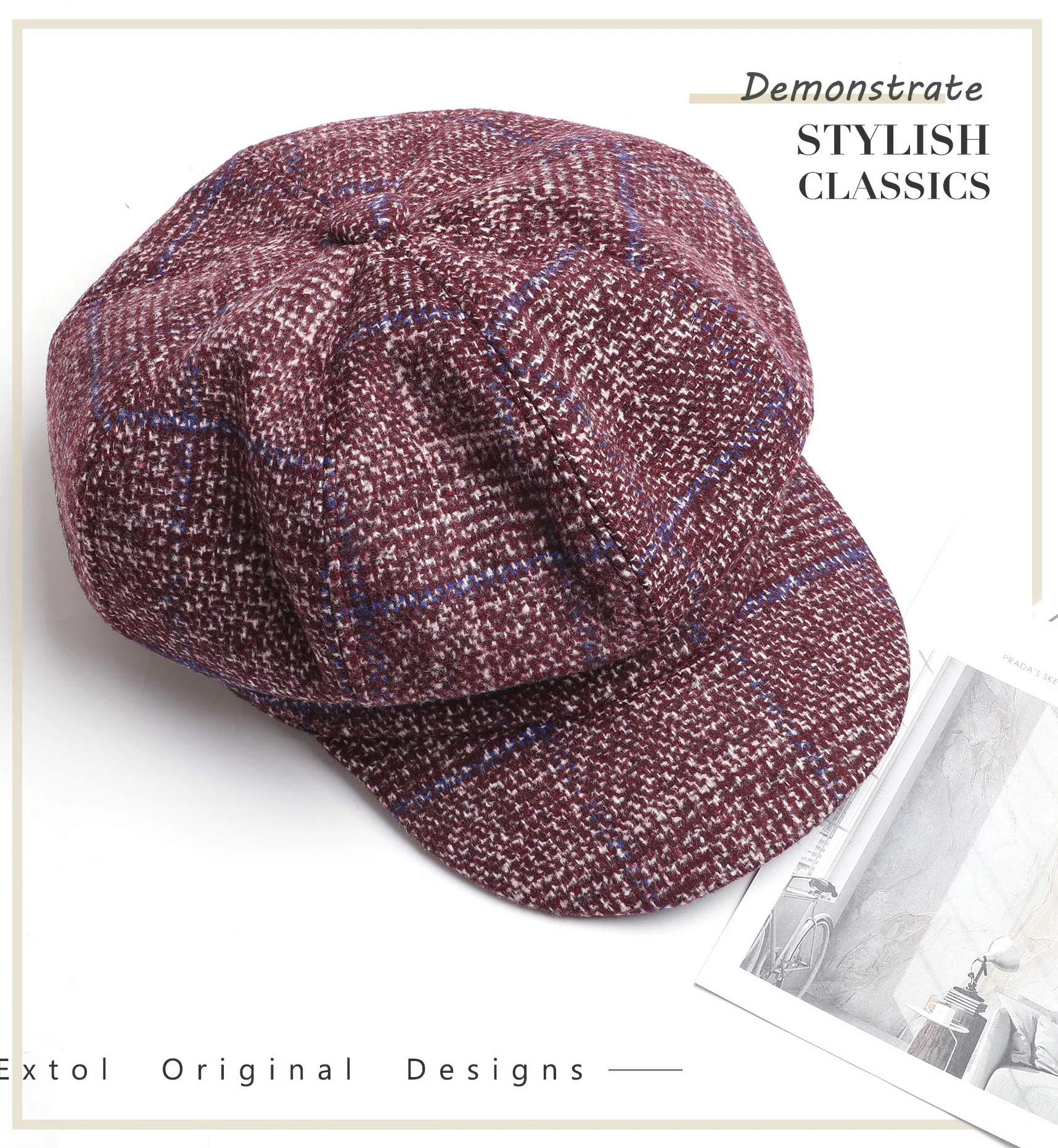 Superora Damska czapka z daszkiem beret zimowa Newsboy Cap Bakerboy