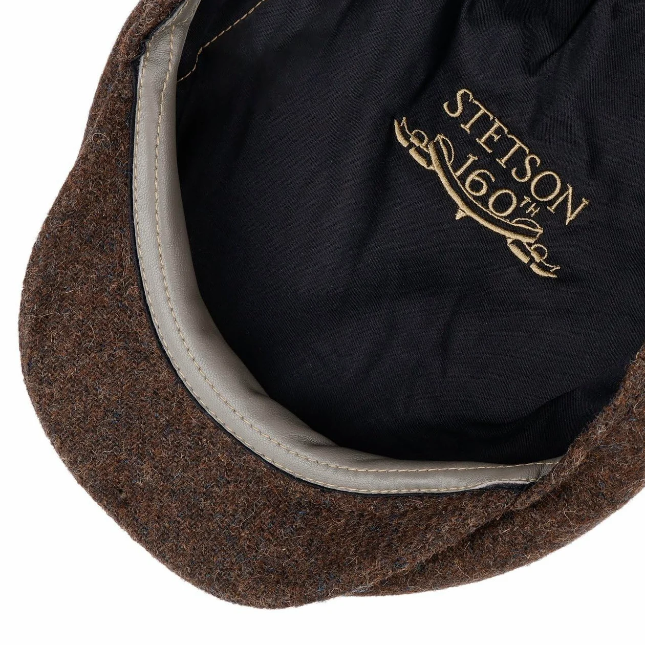 Stetson Kent Wool 160 Years płaska czapka z daszkiem, męska, wyprodukowana w Niemczech, z daszkiem, na jesień, zimę, jesień, zimę, 62 cm, ciemnobrązowa