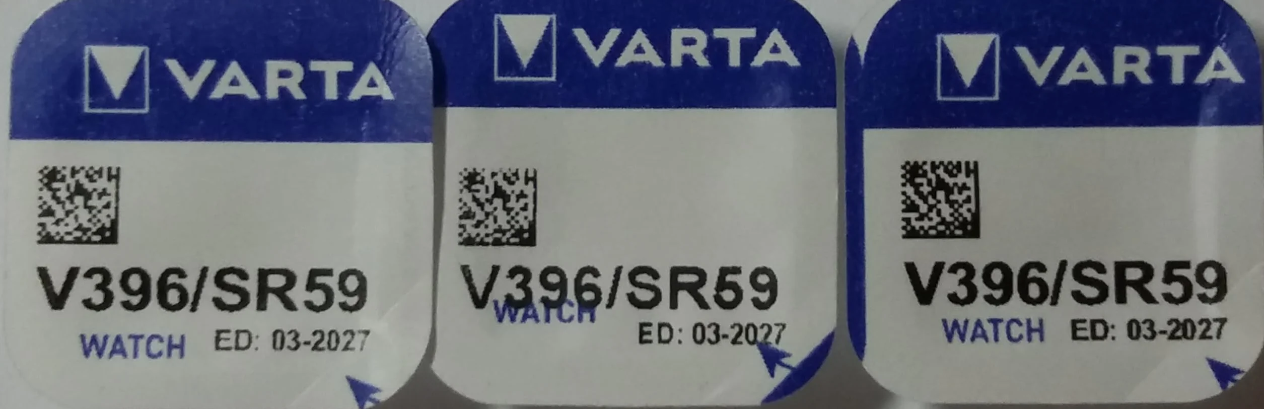 Varta Ogniwa guzikowe tlenek srebra do zegarków V396 (SR59) SR726SW, 3 sztuki