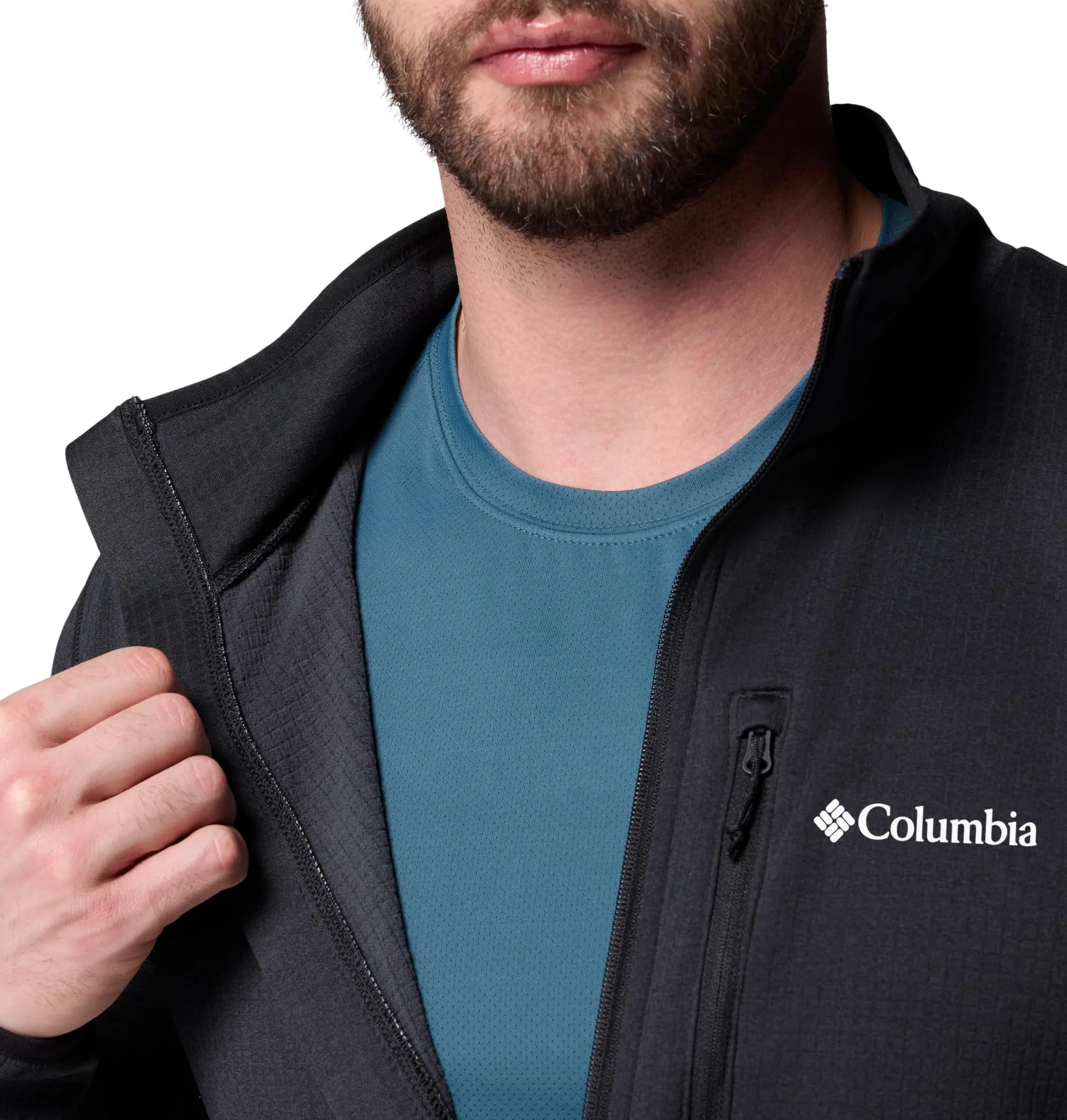 Columbia Męska kurtka polarowa Essential Hike Grid z zamkiem błyskawicznym na całej długości, czarna, S