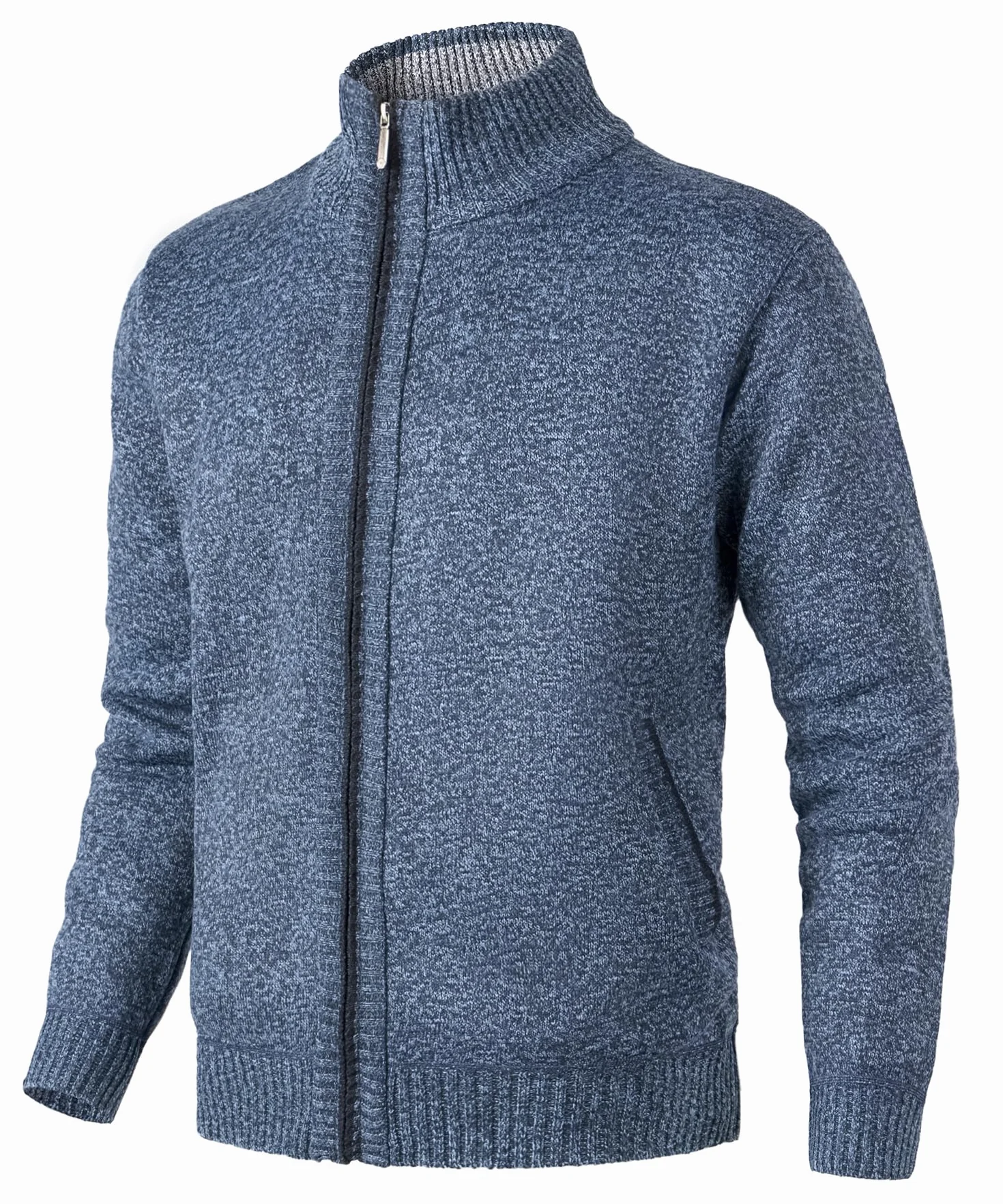 Męski sweter ze stójką na co dzień z polarową podszewką Sweter z dzianiny na zimę z długim rękawem Masywny sweter
