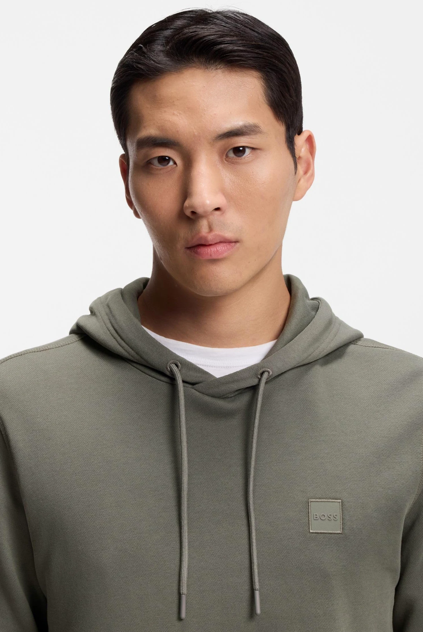 BOSS Męska bluza z kapturem Wetalk z bawełny Terry z naszywką z logo, Open Grey76, L