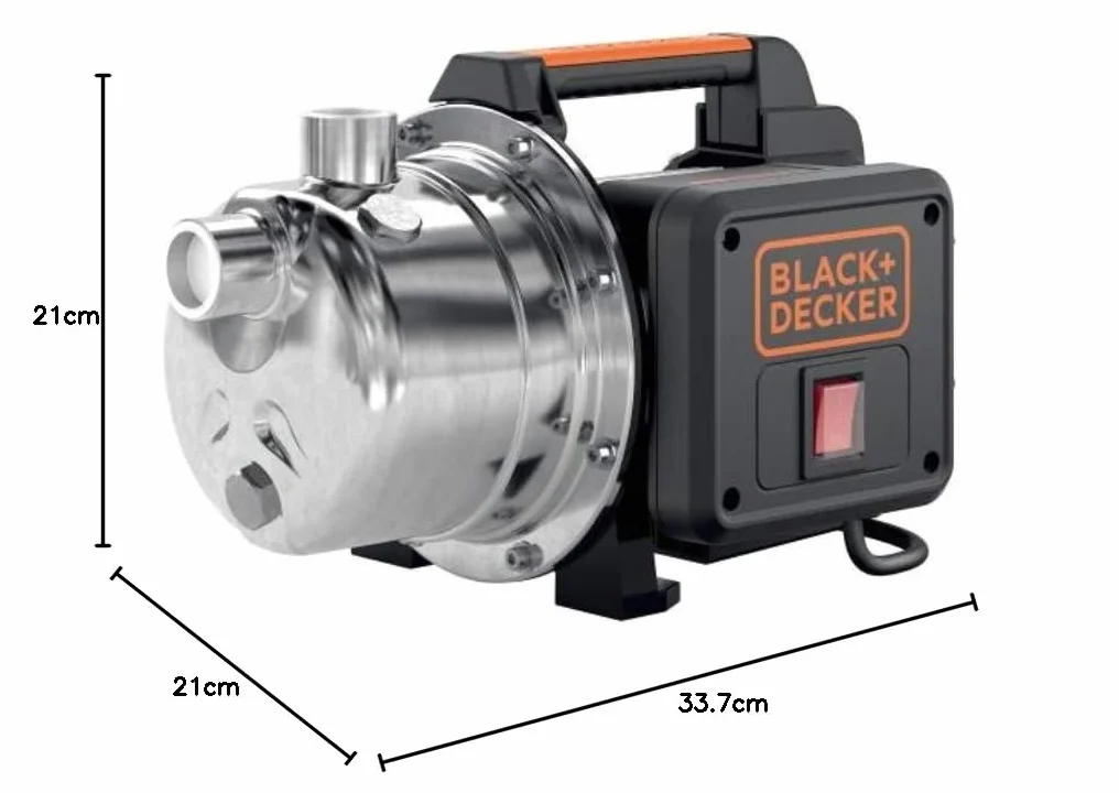 BLACK+DECKER BXGP800XE pompa samozasysająca do czystej wody (800 W, maks. wydajność tłoczenia 3500 l/h, maks. wysokość tłoczenia 38 m)