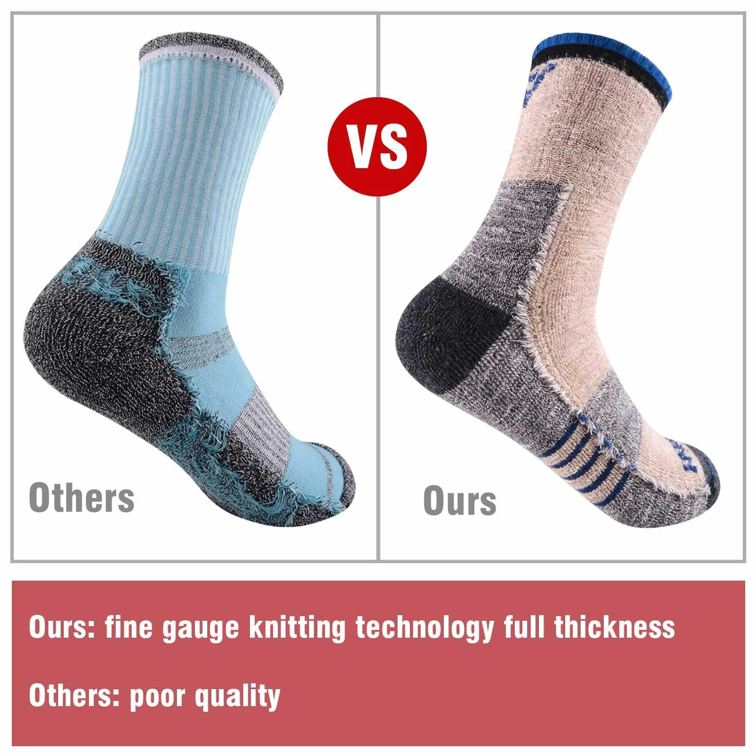 FEIDEER Męskie skarpety trekkingowe, wielopak, Wicking Cushioned Outdoor Recreation Crew Socks