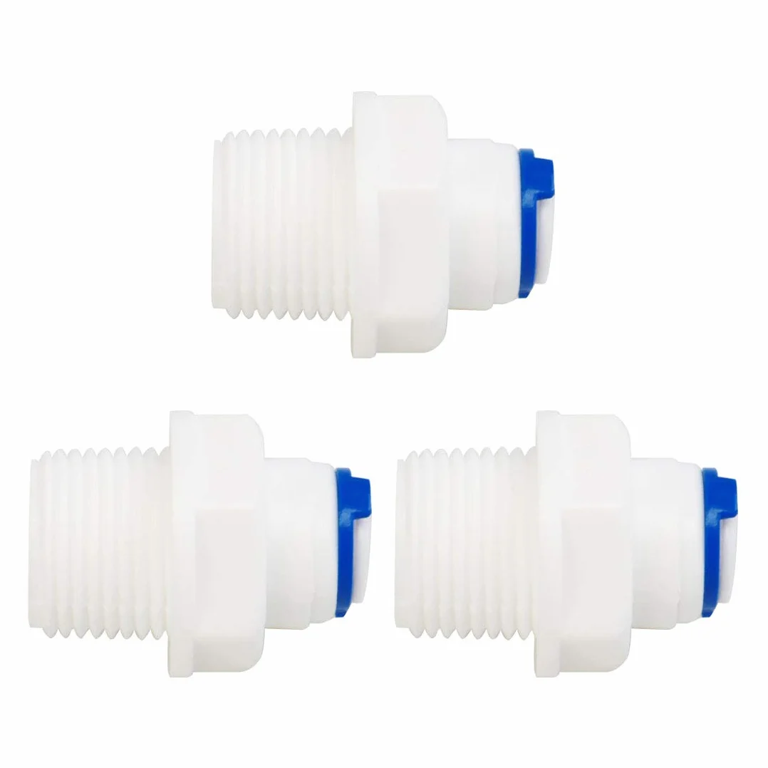 sourcing map Szybkie połączenie do oczyszczania wody, złączka rurowa do podłączenia węża wodnego do systemu odwróconej osmozy RO, prosta, 3/8" BSP Male -1/4" (6,4 mm) Tube OD