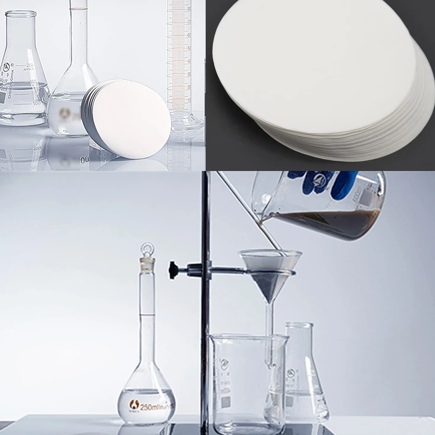 100 sztuk papieru filtracyjnego laboratoryjnego, okrągłe, filtry laboratoryjne, średnica 9 cm, krążki papierowe o średniej prędkości przepływu do zastosowań laboratoryjnych, zastosowań