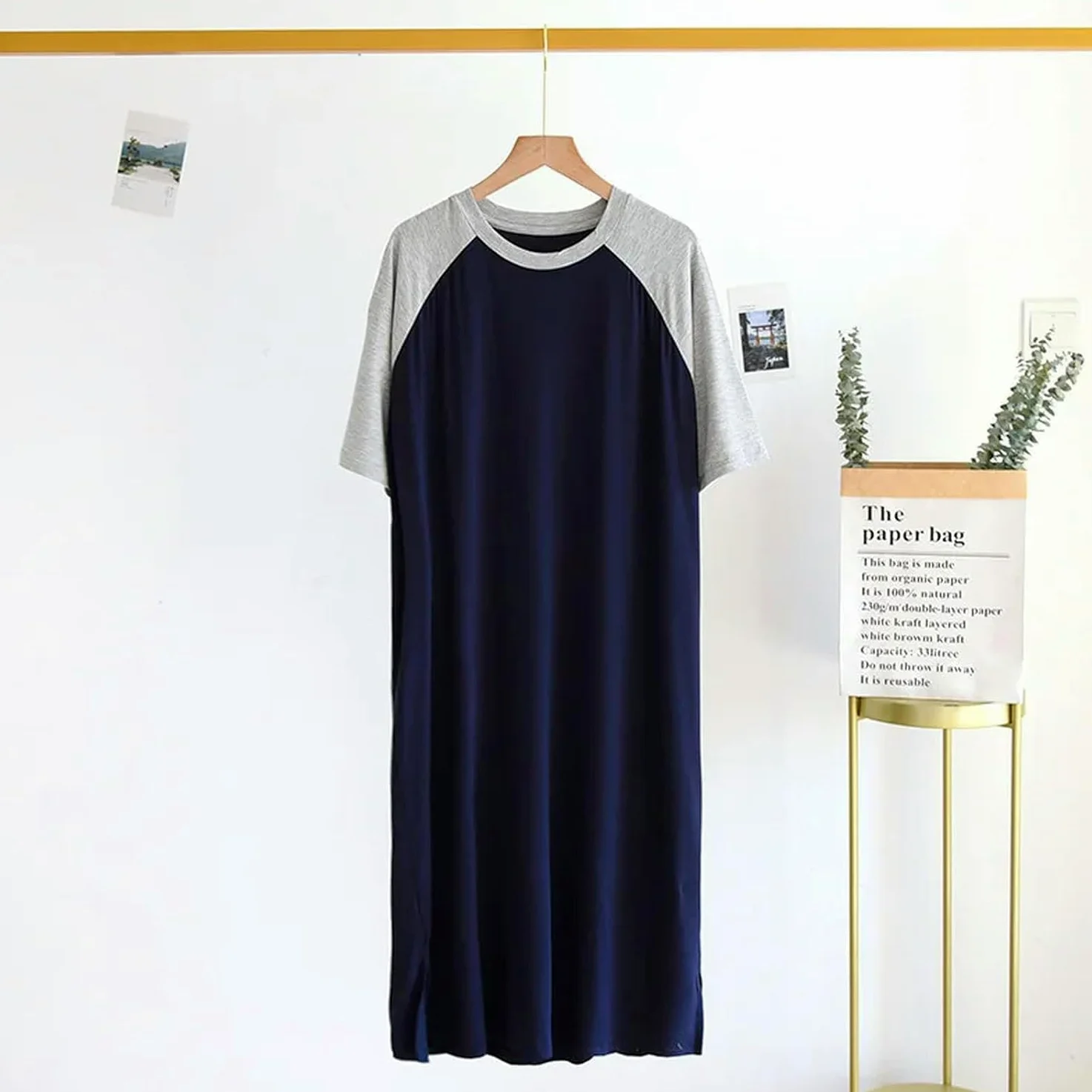 Piżamy Damskie Wiosna Lato Koszule Nocne Damska Koszula Nocna Krótki Rękaw Długa Koszula Nocna Bawełniana Plus Size Bielizna Nocna, Picture2, XL