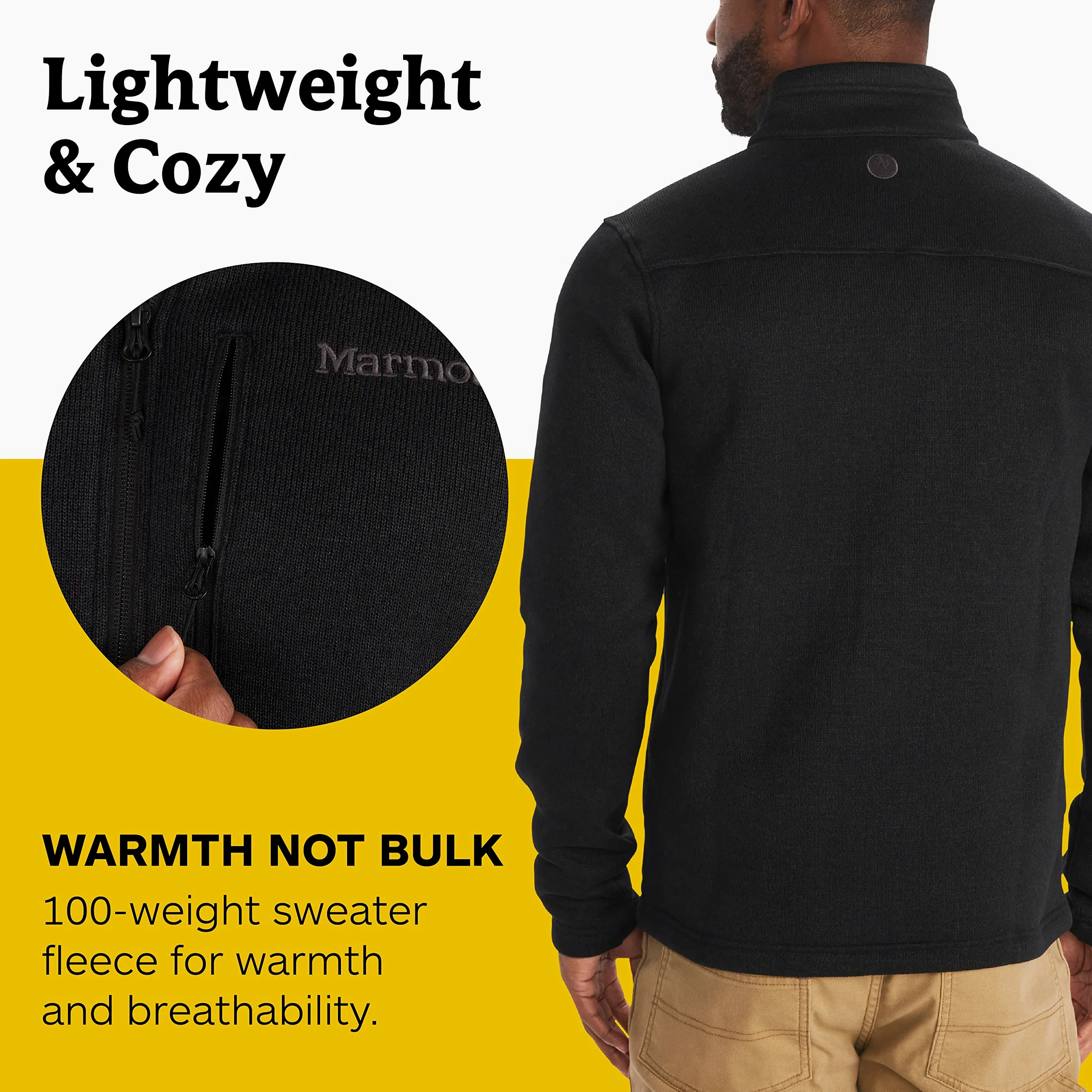 Marmot Meżczyzni Drop Line Jacket, Ciepła kurtka polarowa, kurtka turystyczna z zamkiem błyskawicznym na całej długości, oddychająca i wiatroodporna bluza, Black, L