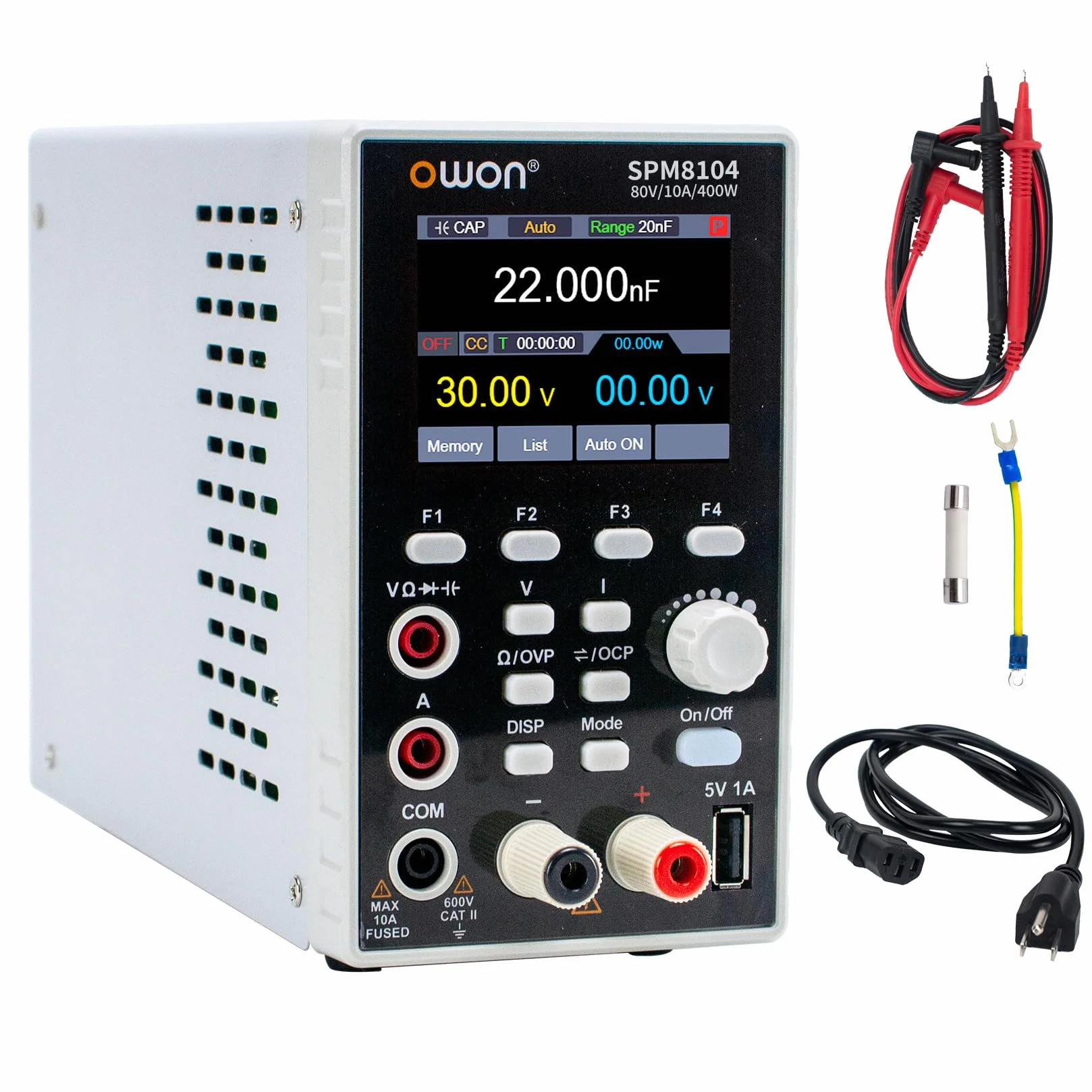 OWON SPM8104 zasilacz laboratoryjny 2 w 1 i multimetr 80 V/10 A, zasilacz DC zmienny, zasilacz stołowy z 2,8-calową diodą LED, interfejs USB, obsługa SCPI, multimetr cyfrowy 4 1/2