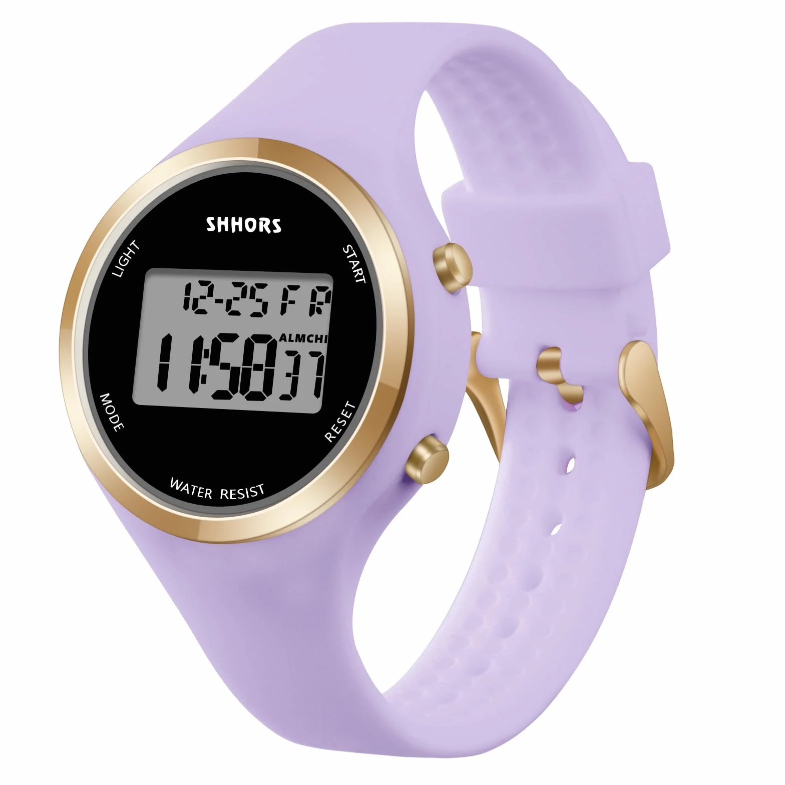 Cyfrowy zegarek damski sportowy z silikonowym paskiem LED alarm stoper