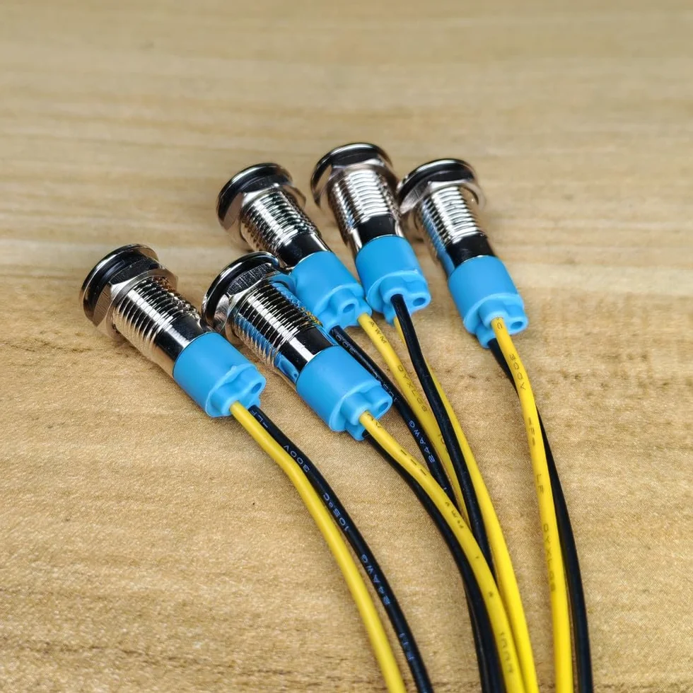 Gebildet 5 Sztuk 8mm 230V Ac Led Metalowy Wskaźnik Świetlny Wodoodporna Lampka Sygnalizacyjna (Zielona)