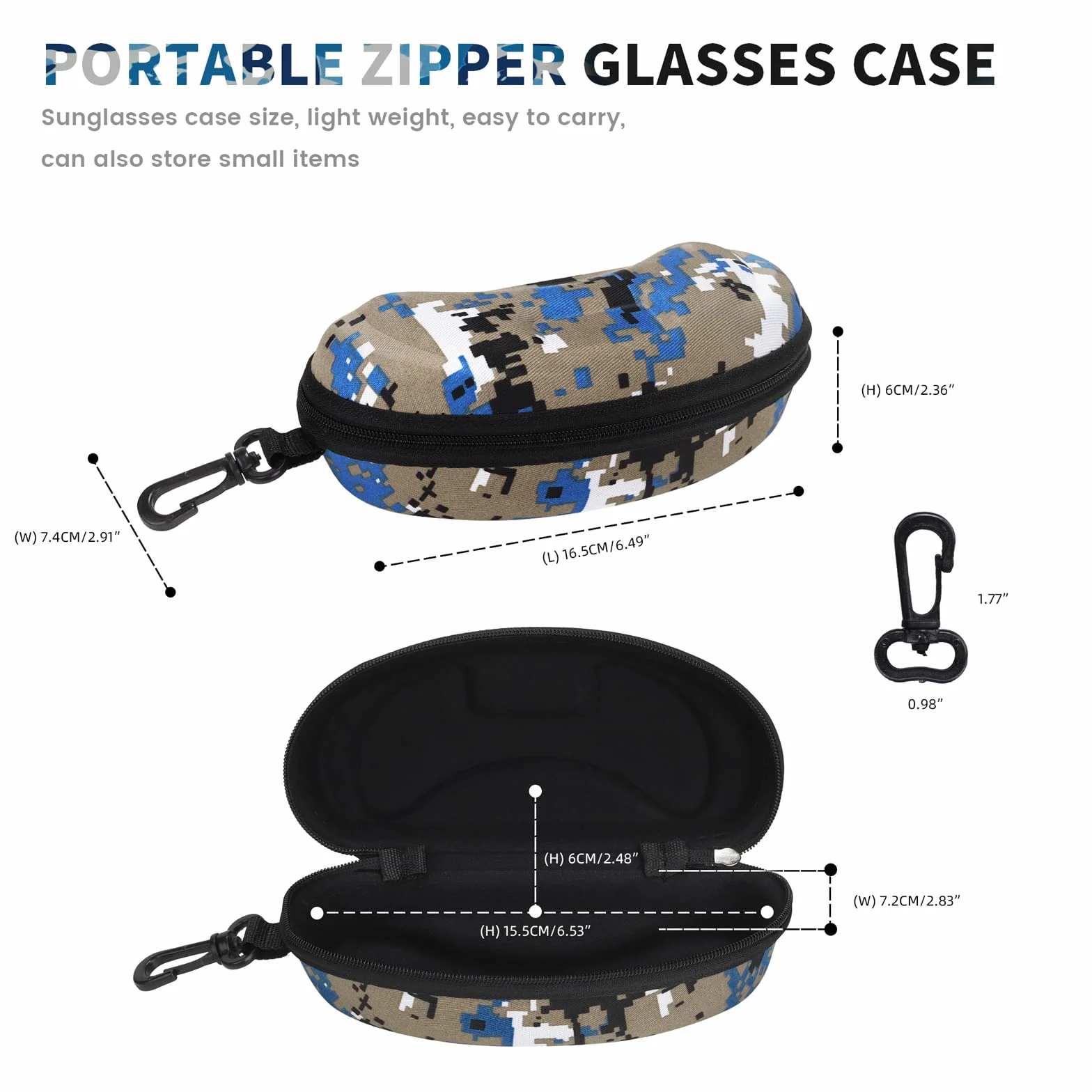 Molshine 3 sztuki Outdoor Podróż etui na okulary przeciwsłoneczne, przenośny futerał na okulary, etui na okulary z zamkiem błyskawicznym z haczykiem dla kobiet mężczyzn sport