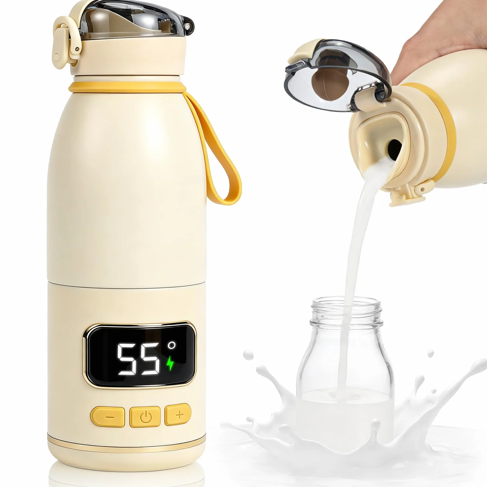 Przenośny podgrzewacz do butelek w podróży dla niemowląt, 450 ml, oddzielny podgrzewacz do butelek na mleko matki i wodę, łatwy do czyszczenia, idealny na wycieczki, noc, do samochodu i