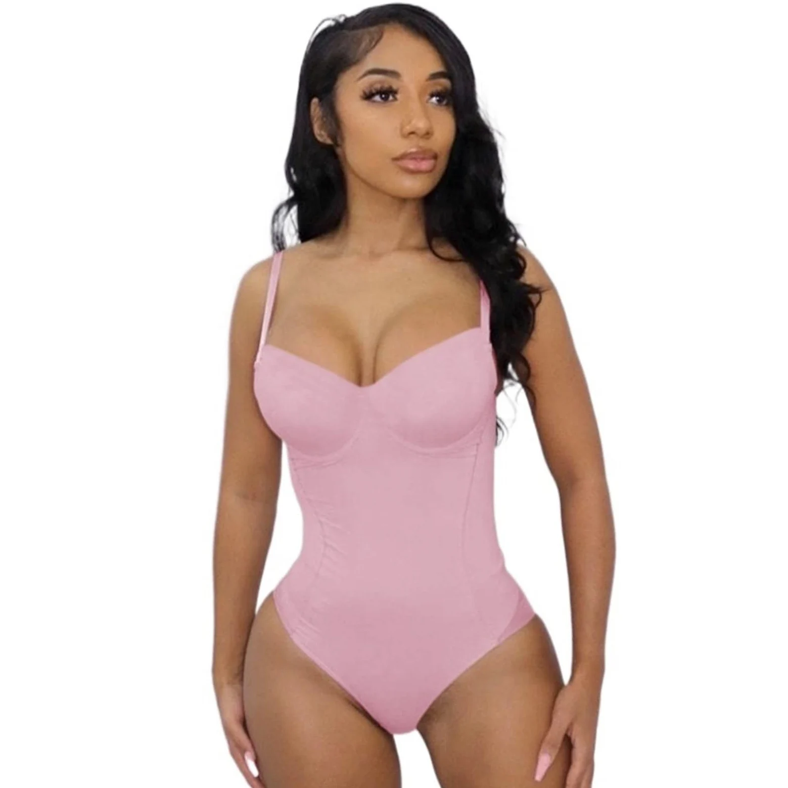 Body Shapewear dla kobiet Majtki wyszczuplające brzuch Bezszwowe topy bez rękawów Kombinezon z dekoltem w serek (kolor: czarny, rozmiar: S) (czarny L) (biały S) (różowy M)