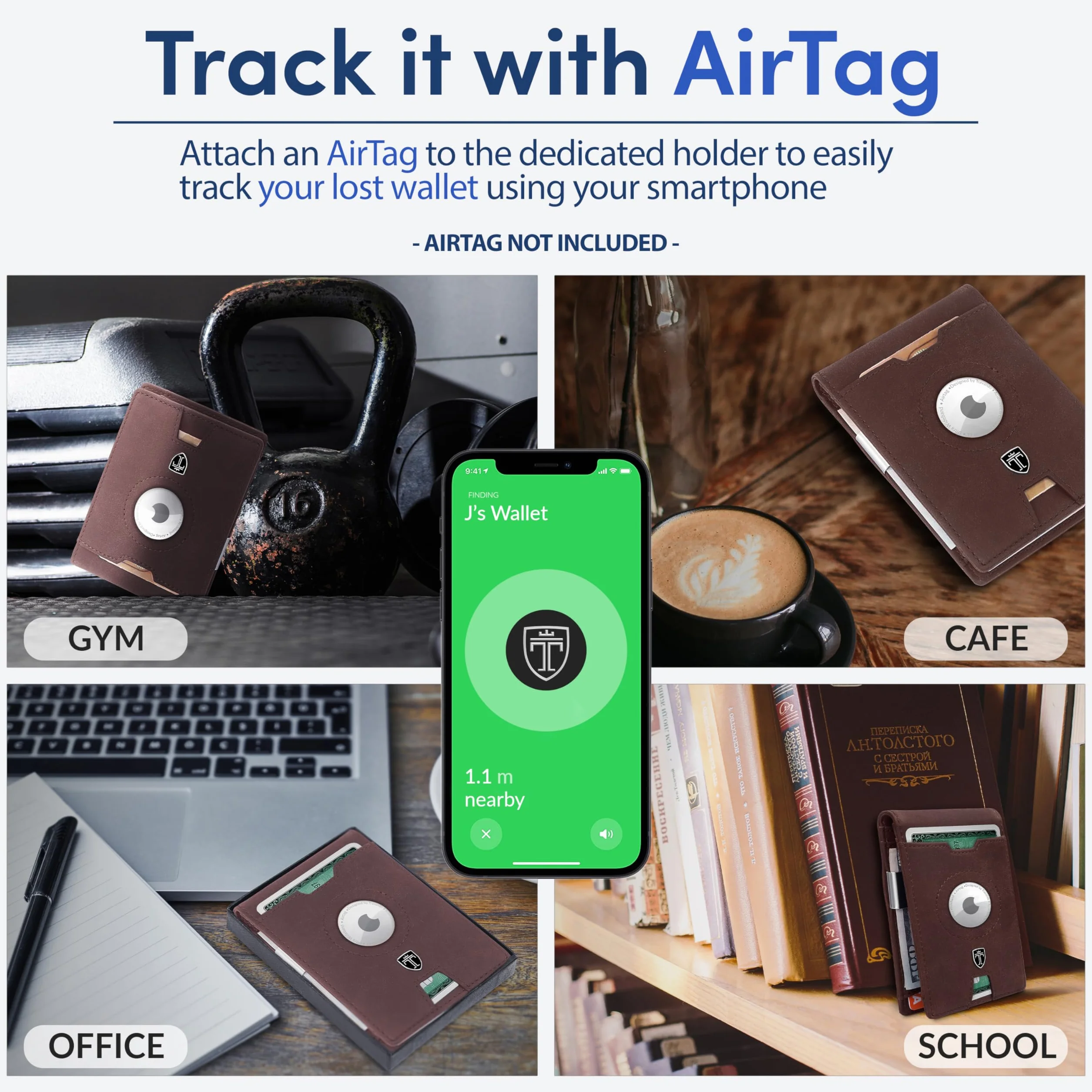 TRAVANDO AirTag * portfel męski z klipsem na pieniądze, etui na karty, blokowanie RFID, prezenty dla mężczyzn, vintage, brązowy, portfel na pieniądze