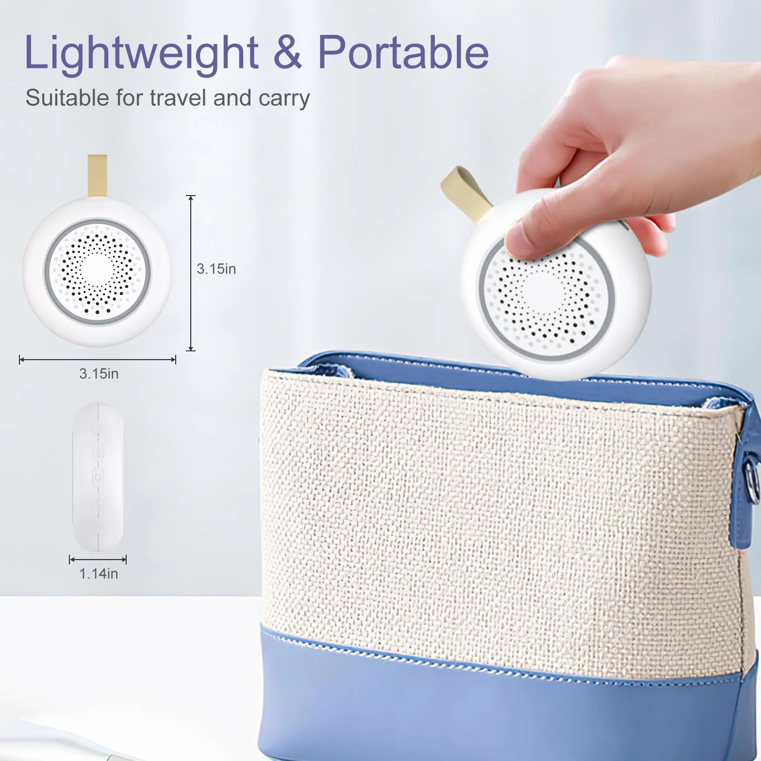 White Noise Machine Baby pomoc w zasypianiu dla niemowląt, 24 uspokajające dźwięki i 3 jasności, ciepła biel, lampka nocna, przenośna, możliwość ponownego ładowania, biały szum z funkcją timera
