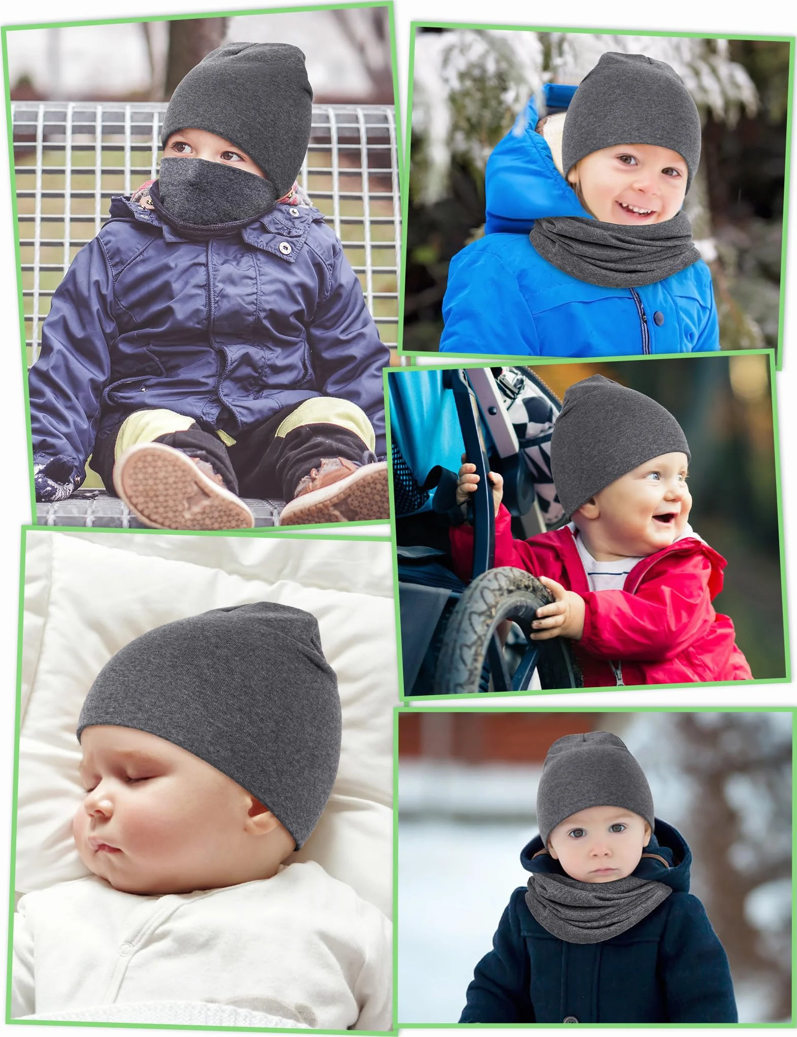 Kiiwah Dziecięca czapka beanie i szalik, miękka bawełna, ciepłe czapki z dzianiny i szaliki dla niemowląt, na jesień, zimę, wiosnę
