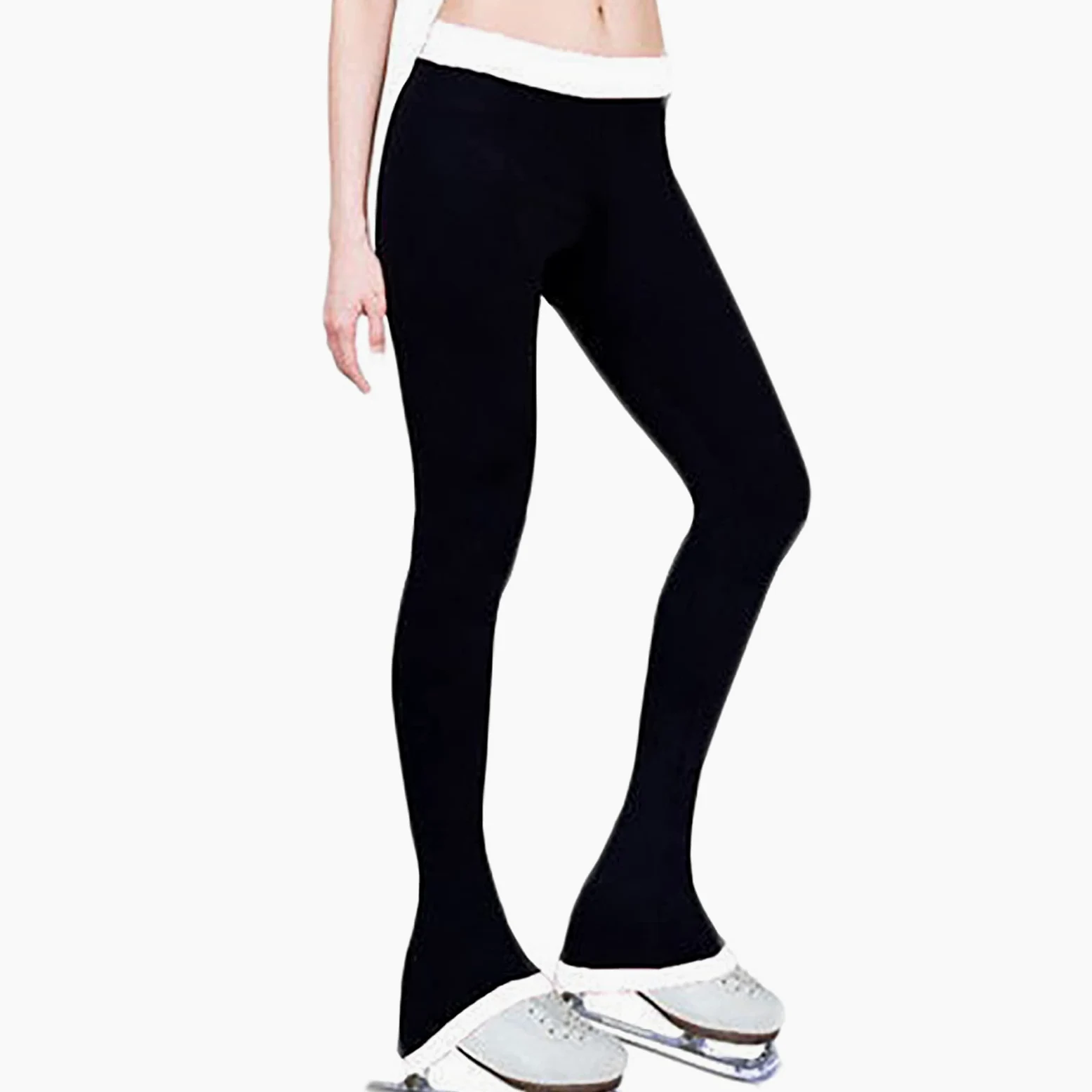 Dziewczęce spodnie do łyżwiarstwa figurowego ciepłe polarowe legginsy do jazdy na łyżwach dla dzieci i dorosłych spodnie treningowe dla kobiet (rozmiar XXS, kolor: biały)