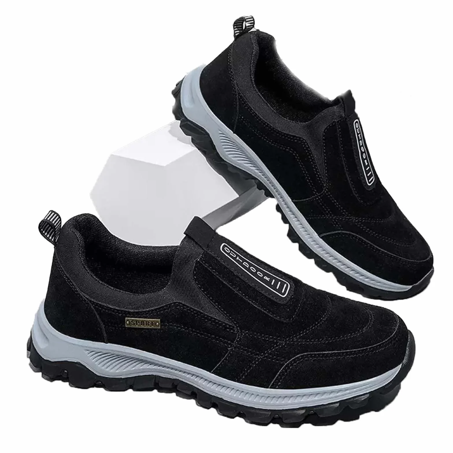 Daladder Męskie ortopedyczne buty do chodzenia wodoodporne turystyczne Slip on Black 49