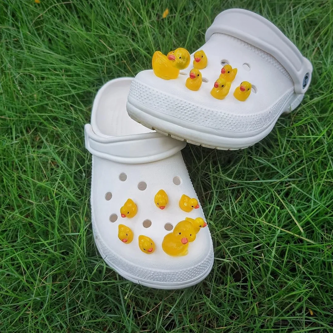 14 szt. zawieszek z motywem kaczki do butów, 3D kaczka, chodaki, 2 szt., świecące w ciemności, duże kaczki, 12 szt. kaczki, śmieszna zawieszka
