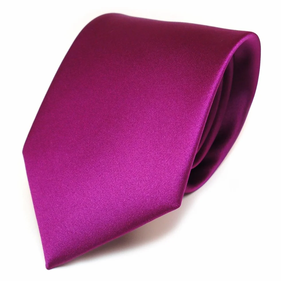 TigerTie Designerski satynowy krawat fioletowy magenta uniwersalny poliester - krawat, Fioletowy, size: ca. length 150 cm, width 8 cm