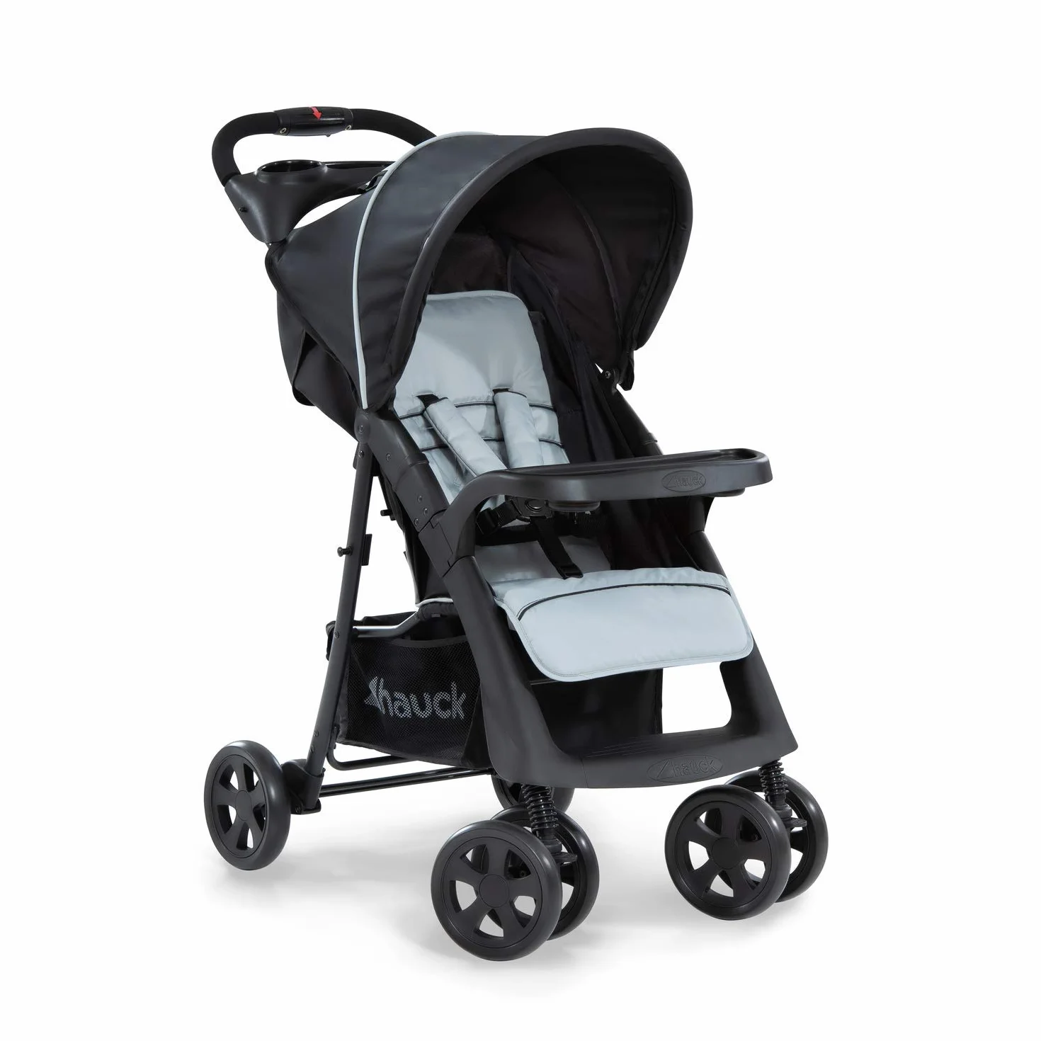 Hauck Shopper Neo II Buggy wózek do 25 kg z funkcją leżenia od narodzin, mały składany, mechanizm składania jedną ręką, lekki, 2 uchwyty na napoje, duży kosz, kolor srebrny / szary