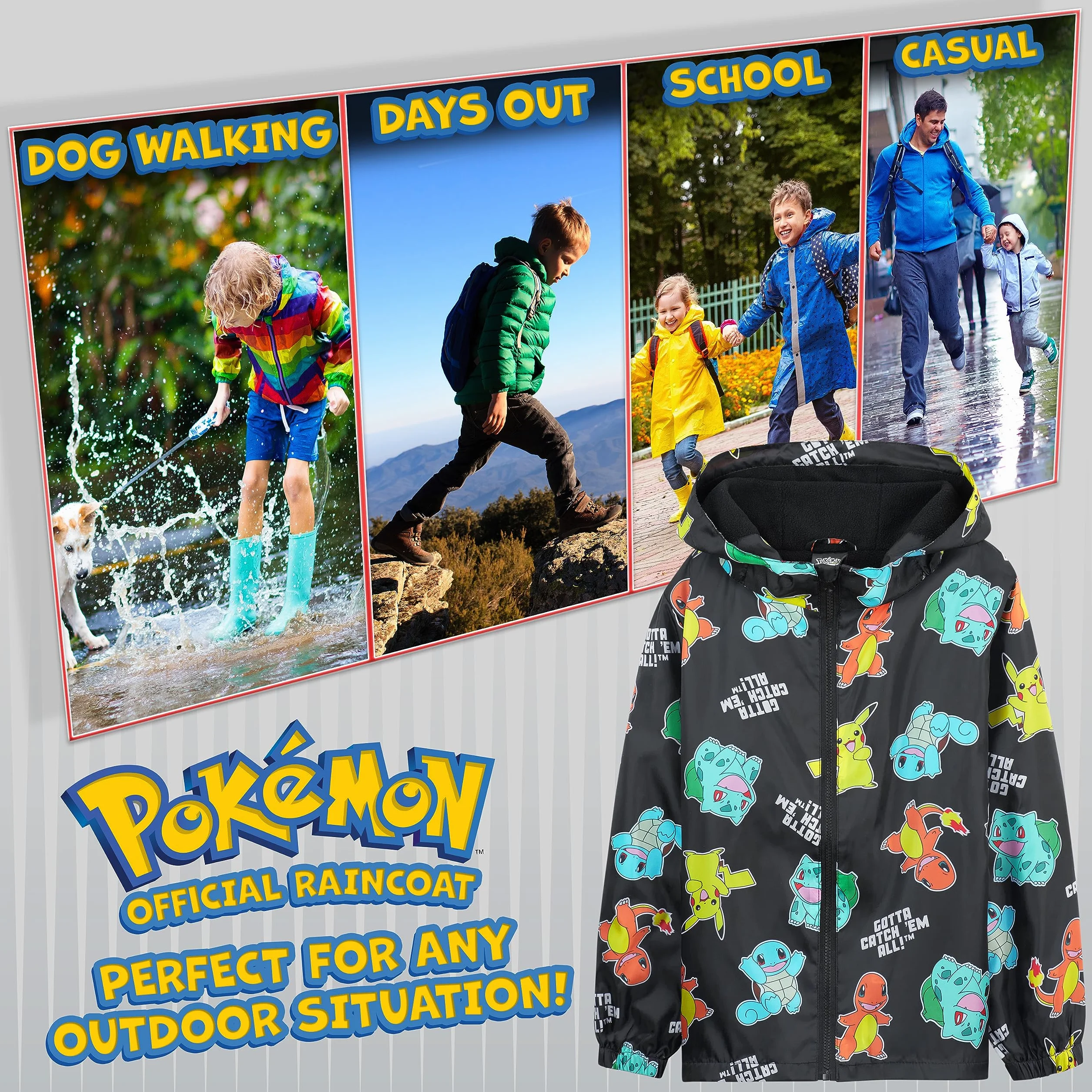 Pokemon kurtka przeciwdeszczowa dla dzieci wodoszczelna 100% poliester