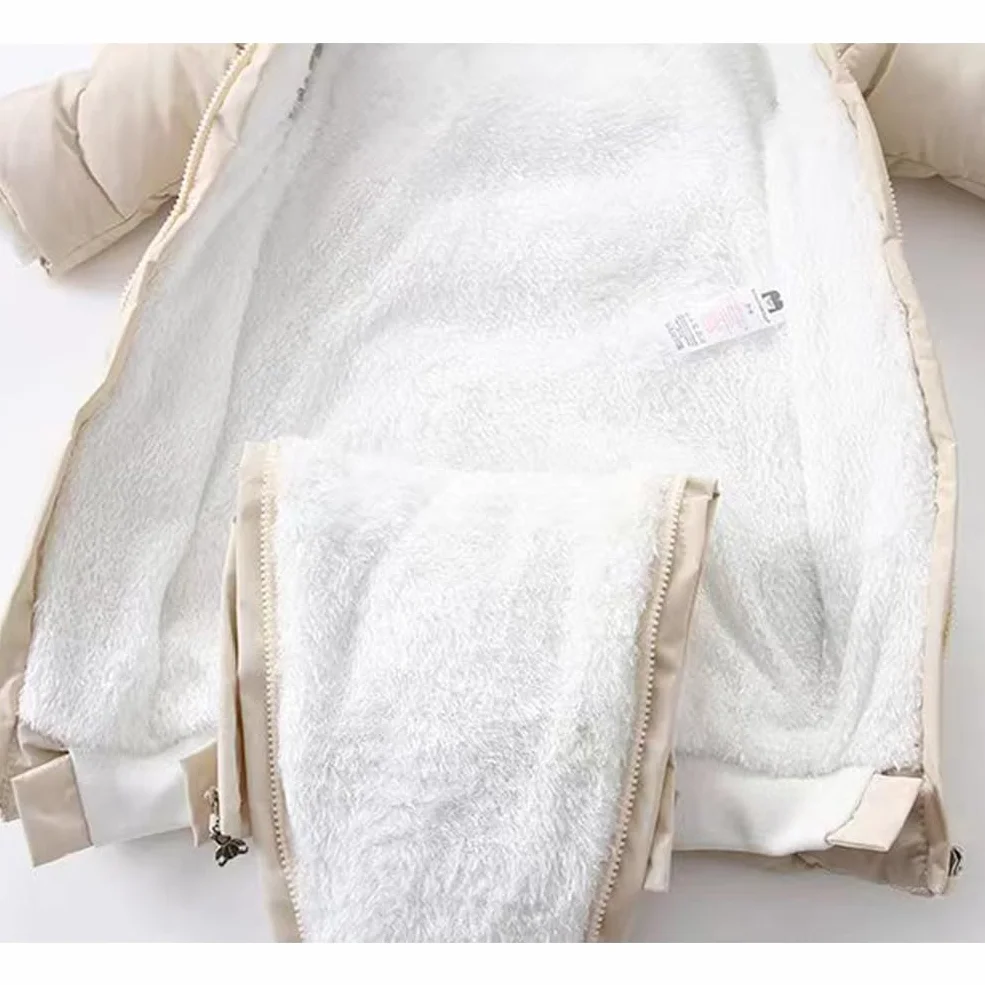 Dziecięcy kombinezon zimowy z rękawiczkami i butami, flanelowy, z kapturem, unisex
