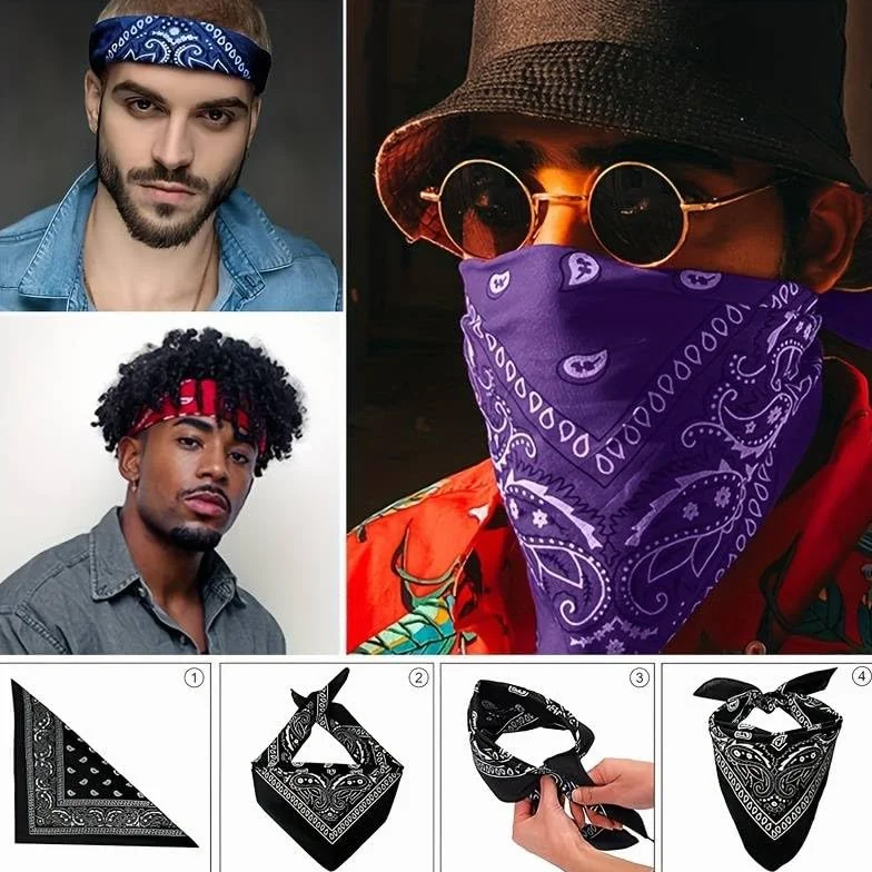 Boolavard 100% bawełna 1 szt., 6 sztuk lub 12 szt. Pack bandany z wzorem Paisley, oryginalny kolor do wyboru nakrycia głowy / włosy, fioletowy, rozmiar uniwersalny