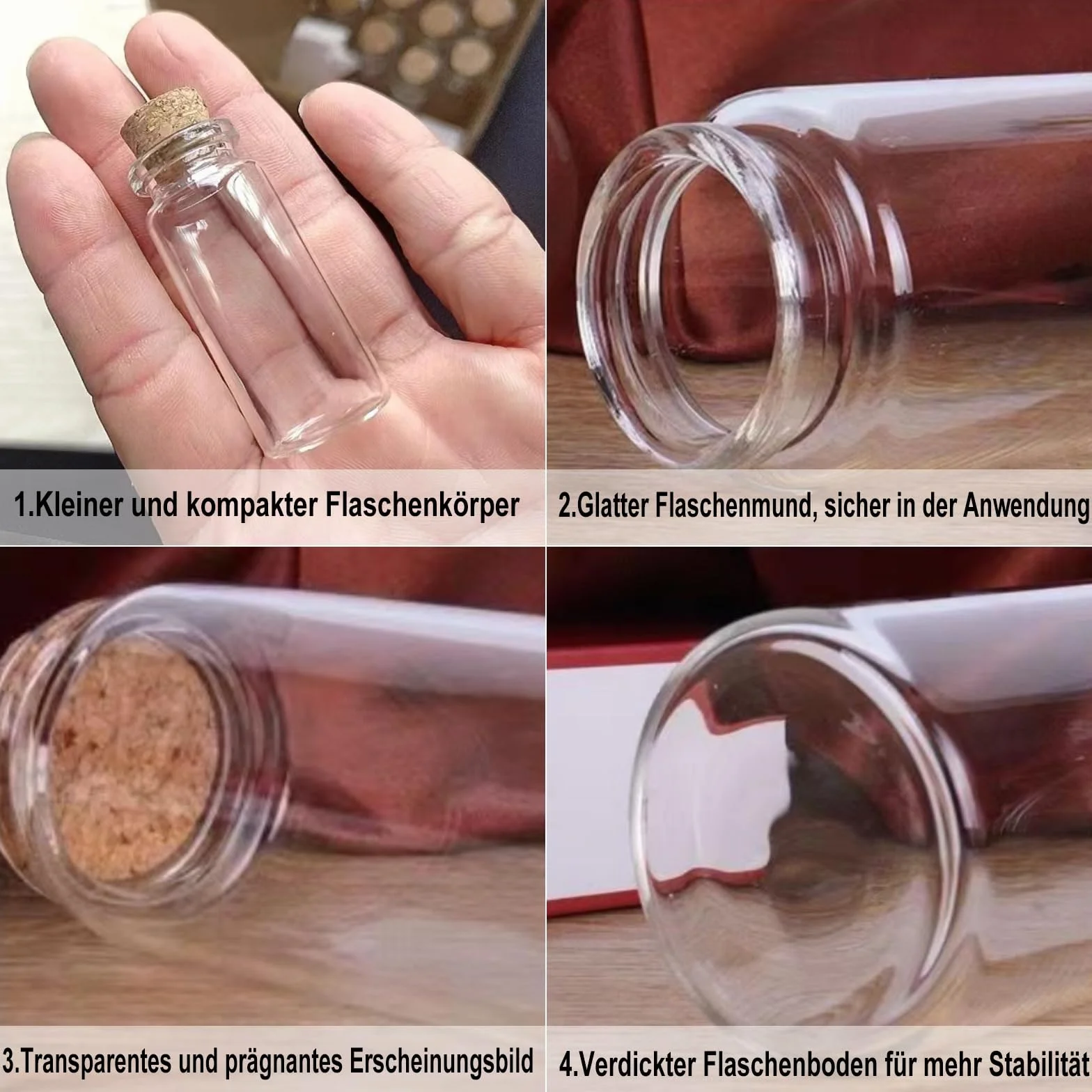 30 szt. 10 ml mini buteleczki szklane na życzenie, małe probówki z korkiem, butelka na wiadomości, 30 linek konopnych, 30 kart z etykietami na wesele, do dekoracji, na życzenie