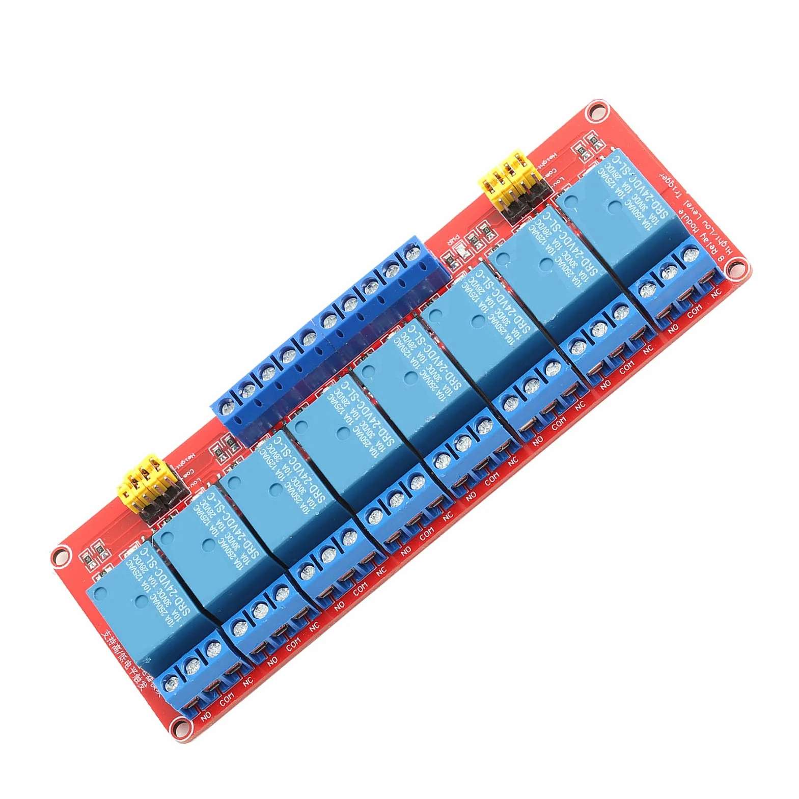 8-kanałowa Płytka Modułu Przekaźnika Transoptorowego, Duża zdolność Sterowania, 5 V/12 V/24 V, Konstrukcja Odporna na Uszkodzenia, Wskaźnik Zasilania, 8-kierunkowy Wskaźnik (24V)