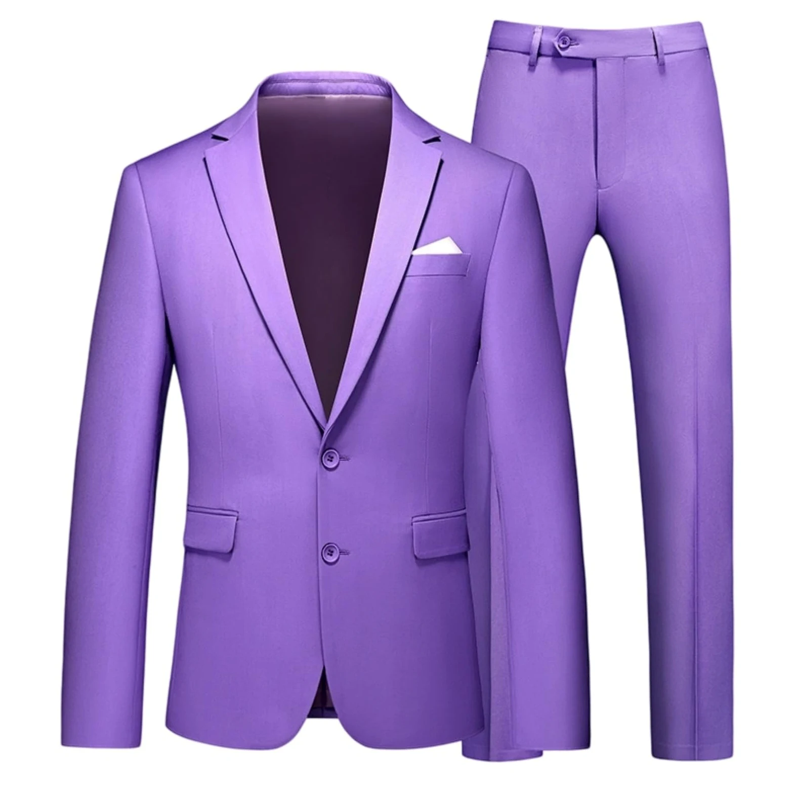 Męski jednolity kolor 2-częściowy garnitur biznesowy slim fit 2-guziki daszek klapa marynarka i spodnie