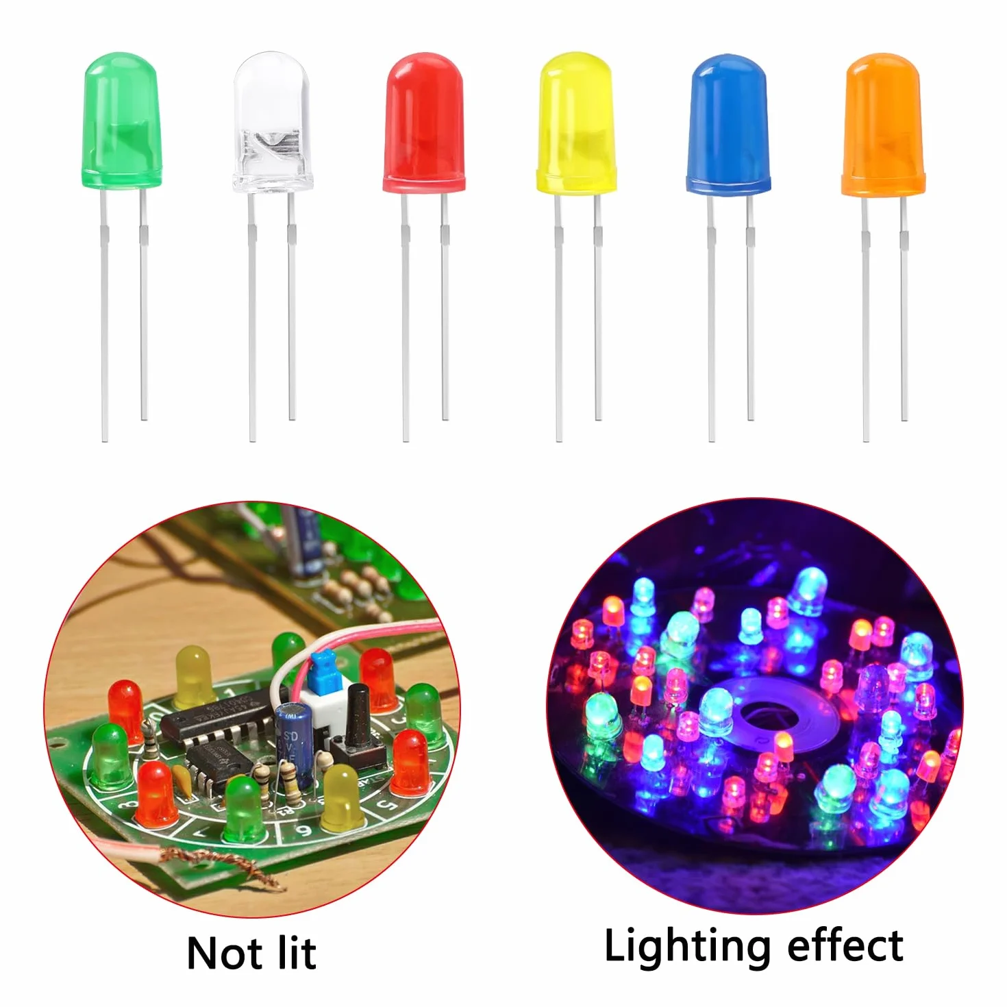 YIXISI 100 Sztuk 5mm Zestaw Diod LED, 2-Pinowe Diody Elektroluminescencyjne, Diody LED, Biały