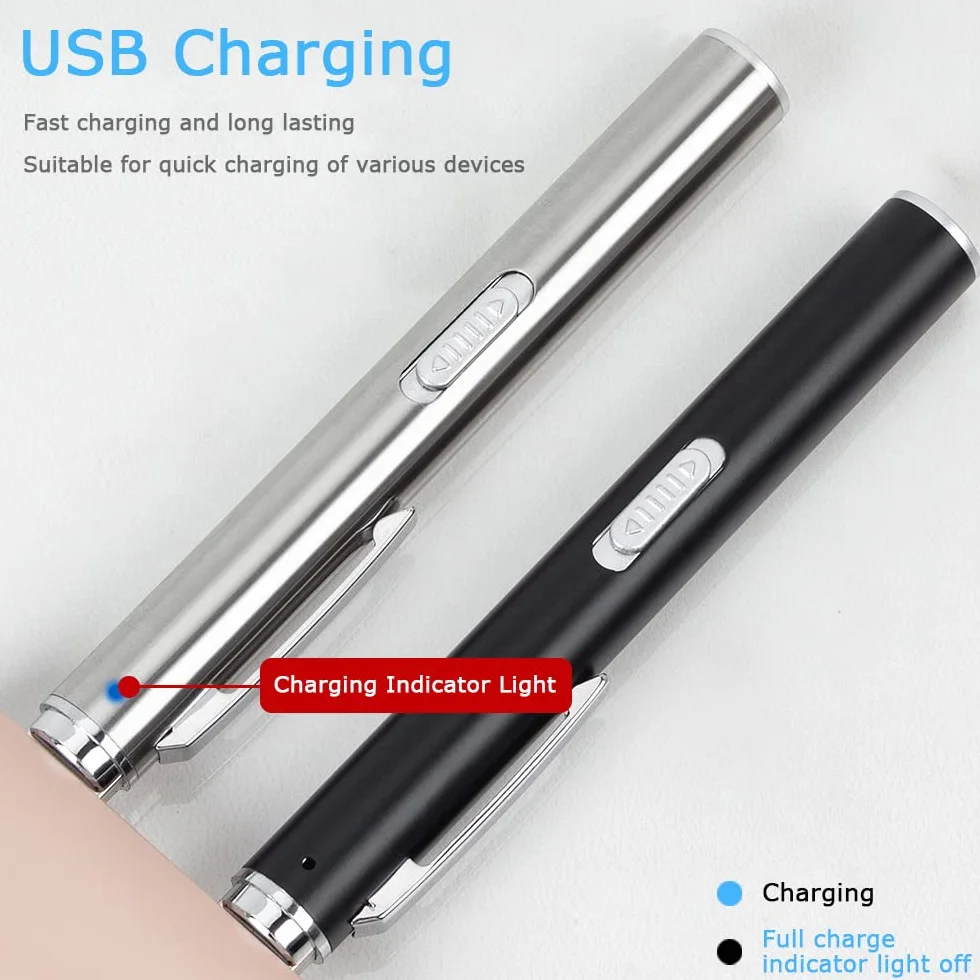 LEKIA 2 x medyczna latarka na długopisy USB do ładowania, dla pielęgniarek, studentów, lekarzy, mini latarka z 2 źródłami LED, magnetyczna nasadka, klips kieszonkowy