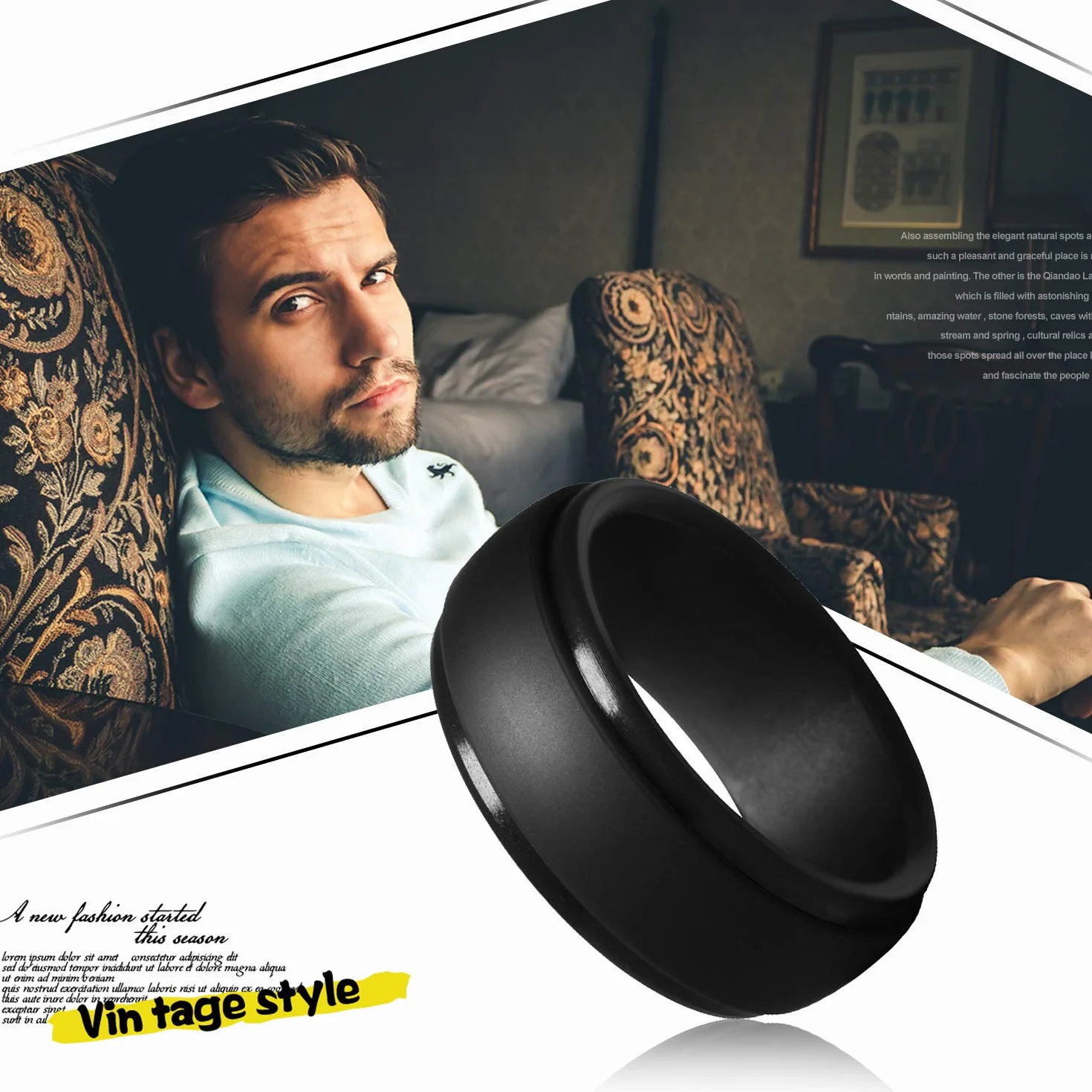JewelryWe 9 mm silikonowy gumowy pierścień dla kobiet mężczyzn czarny