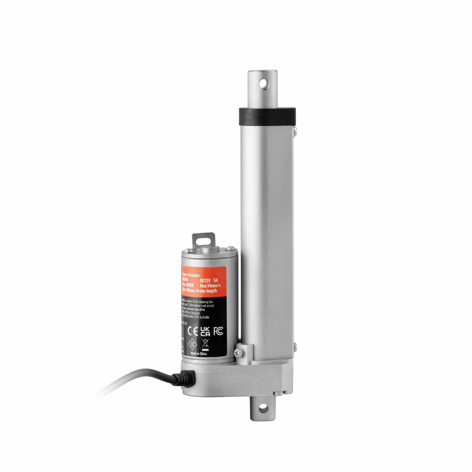 VEVOR Napęd liniowy 1500 N DC 12 V napęd liniowy IP54, elektryczny silnik liniowy, długość skoku 100 mm, poziom hałasu ≤ 60 dB, elektryczny otwieracz drzwi 5 mm/s, prędkość jazdy, technika liniowa,