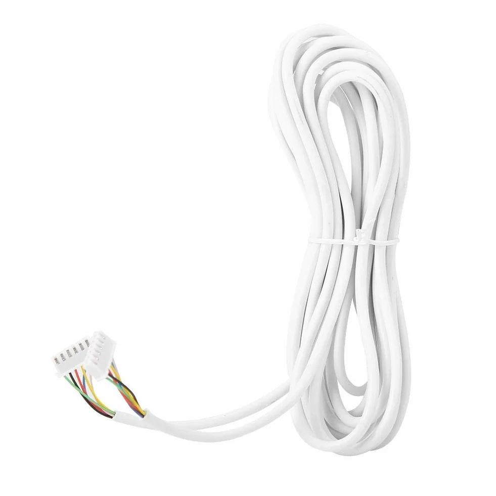 6-żyłowy kabel 5 m, 6-żyłowy przewód dzwonka, okrągły elastyczny przewód miedziany do wideodomofonu, 0,3 mm², 5 m, biały