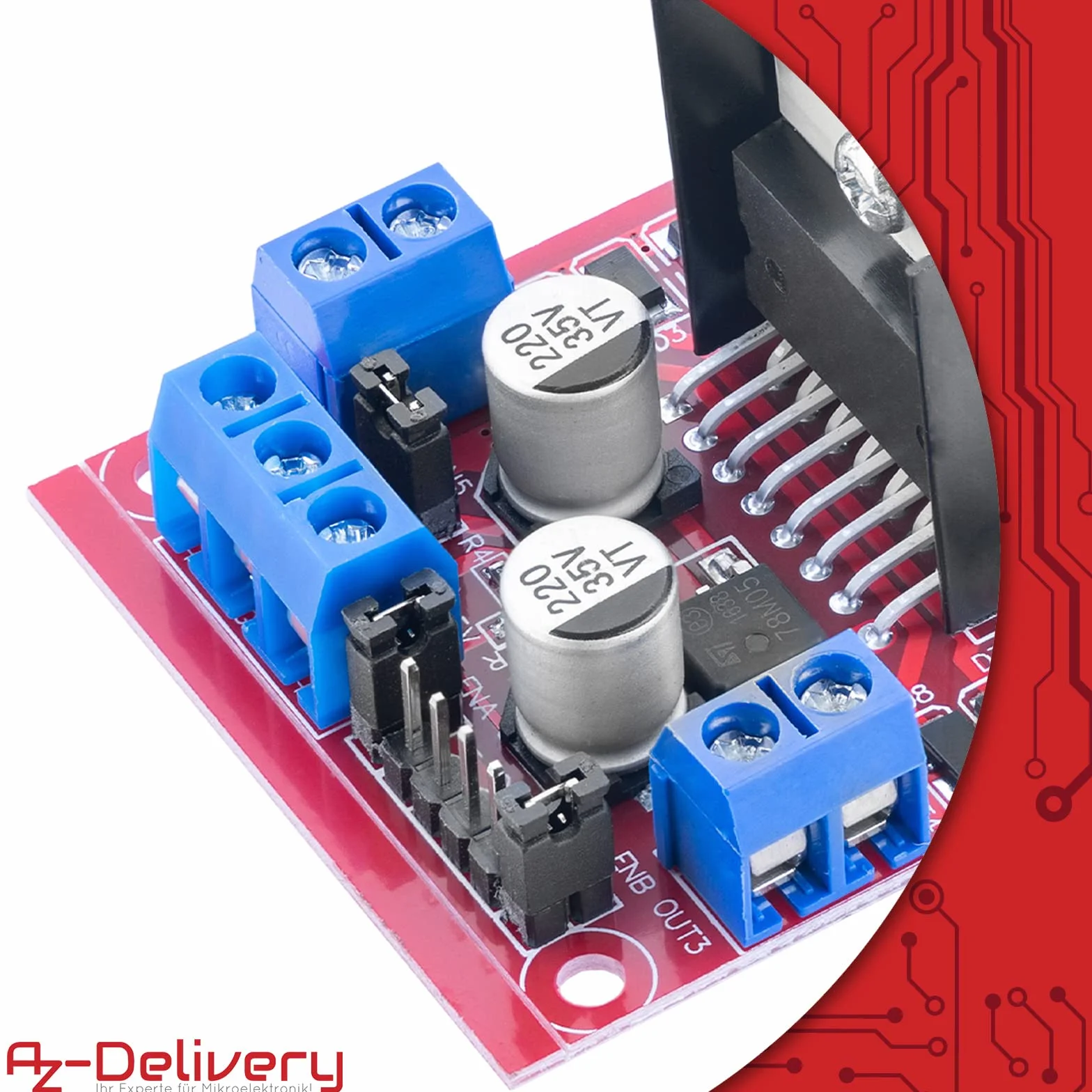 AZDelivery Dual H Bridge DC Stepper Motor Driver Controller Board Moduł AZ-L298N | do Arduino smart Car Robot | Logiczne napięcie 5 V