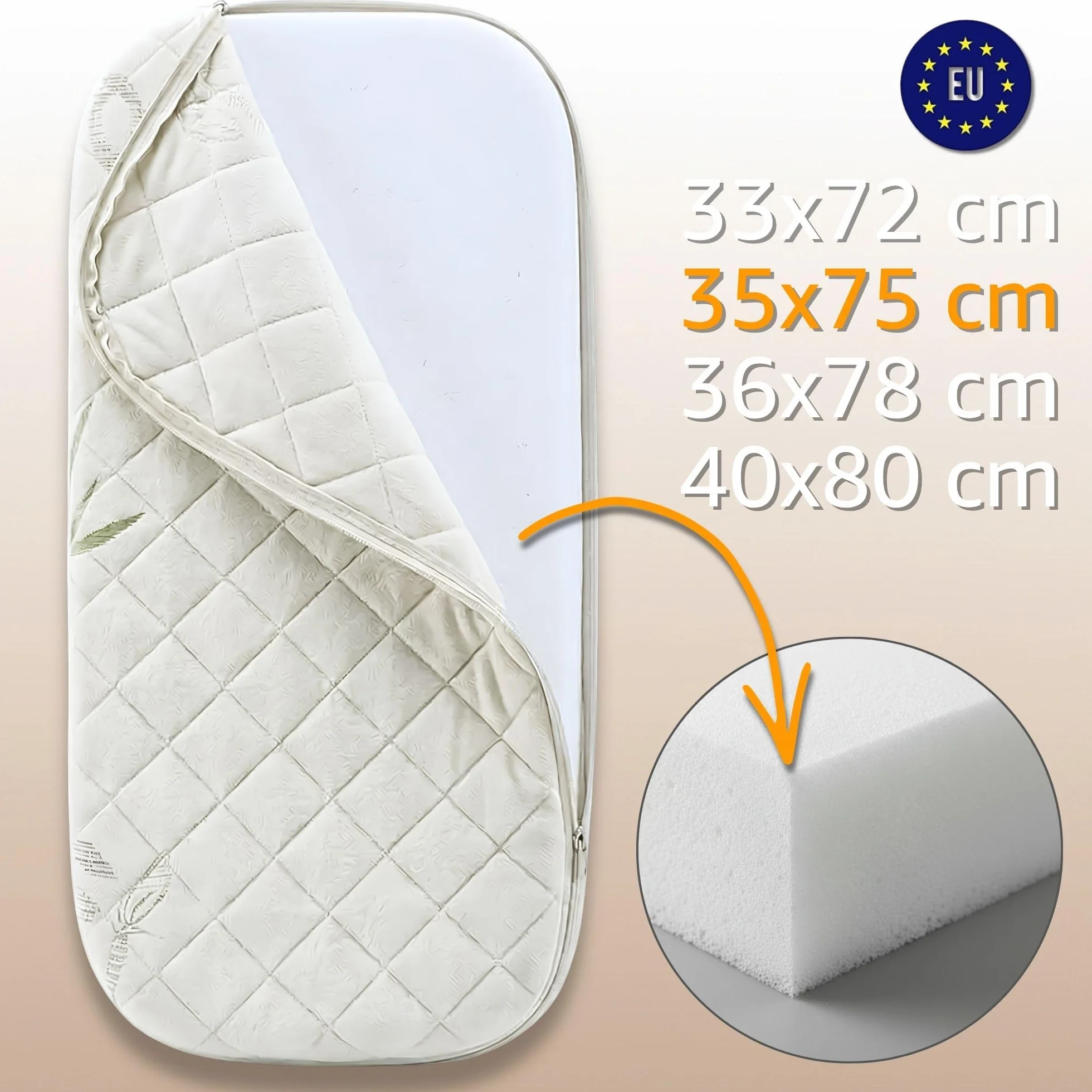 materacyk do gondoli polokragly premium bamboo 75x35x4 t-18