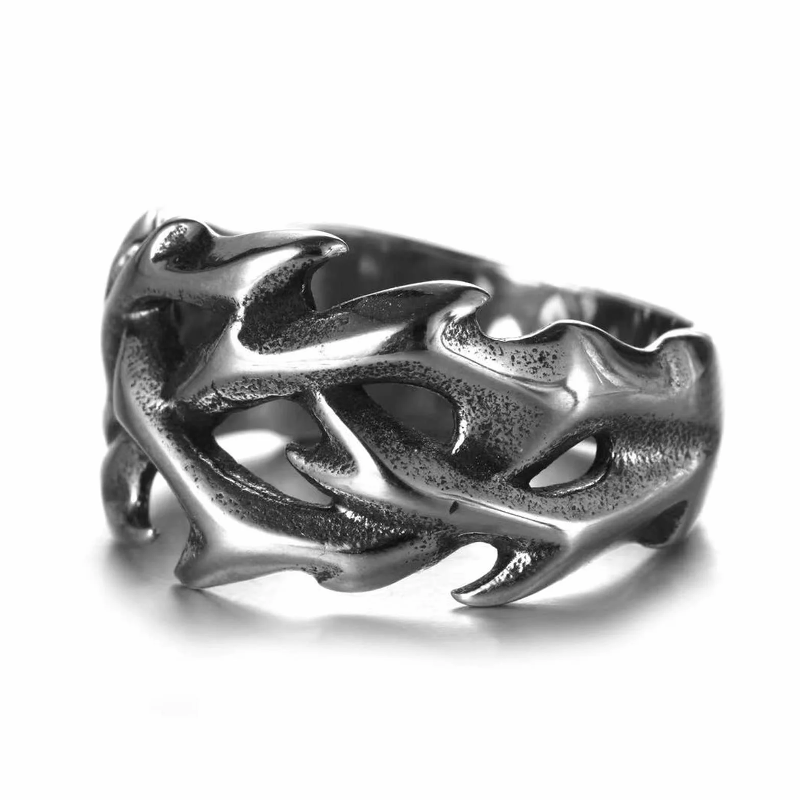 Vintage Hollow Out Design ciernie ze stali nierdzewnej męski pierścionek pierścionki dla par dla mężczyzn kobiety fajne Nordic Viking akcesoria biżuteria prezent