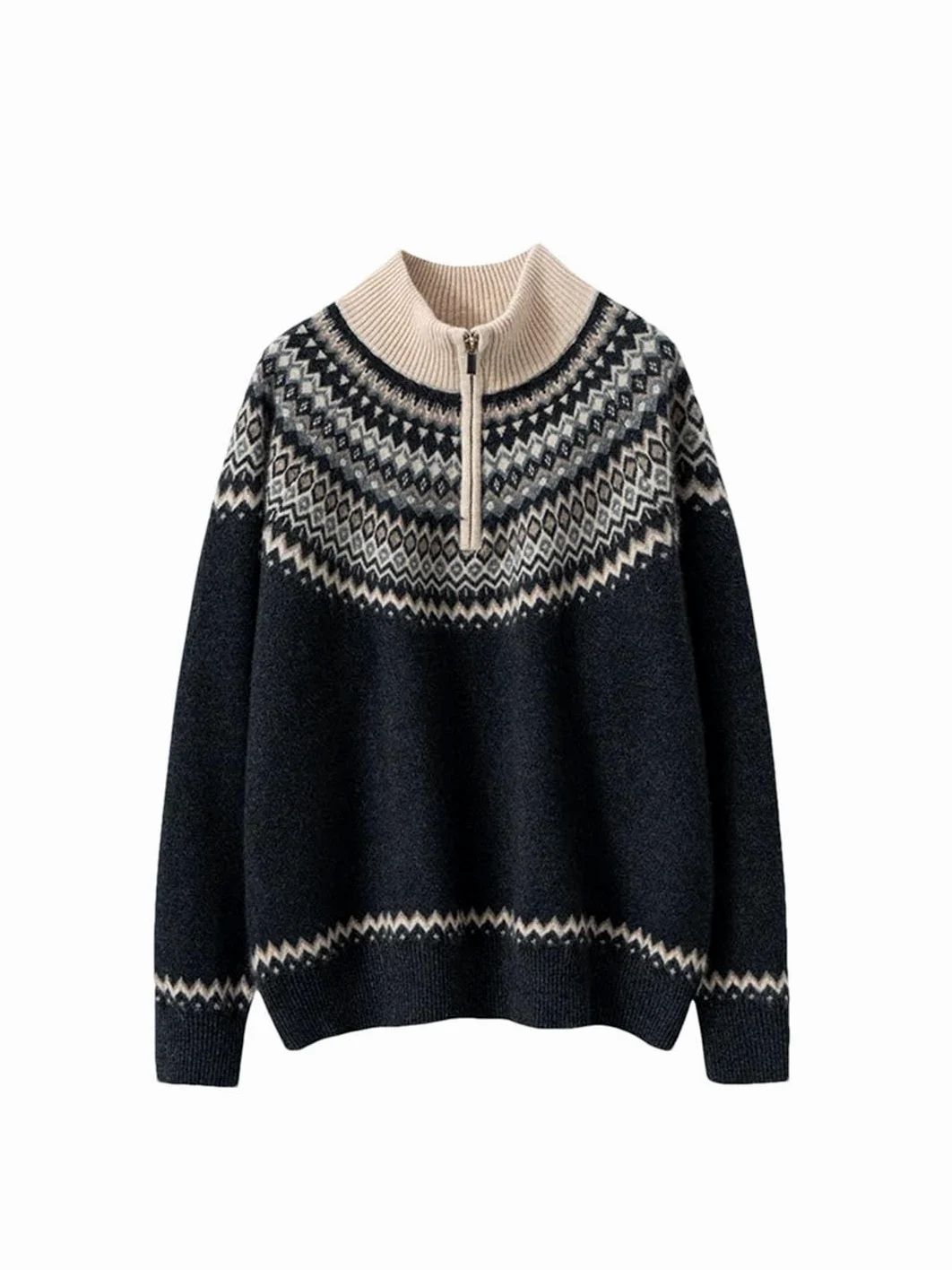 Sweter Damski Vintage Z Kaszmiru, Z Kapturem I Zamkiem Błyskawicznym, Gruby, Miękki, Ciepły, Luźny, Dzianinowy, Jesienno-zimowy(L)
