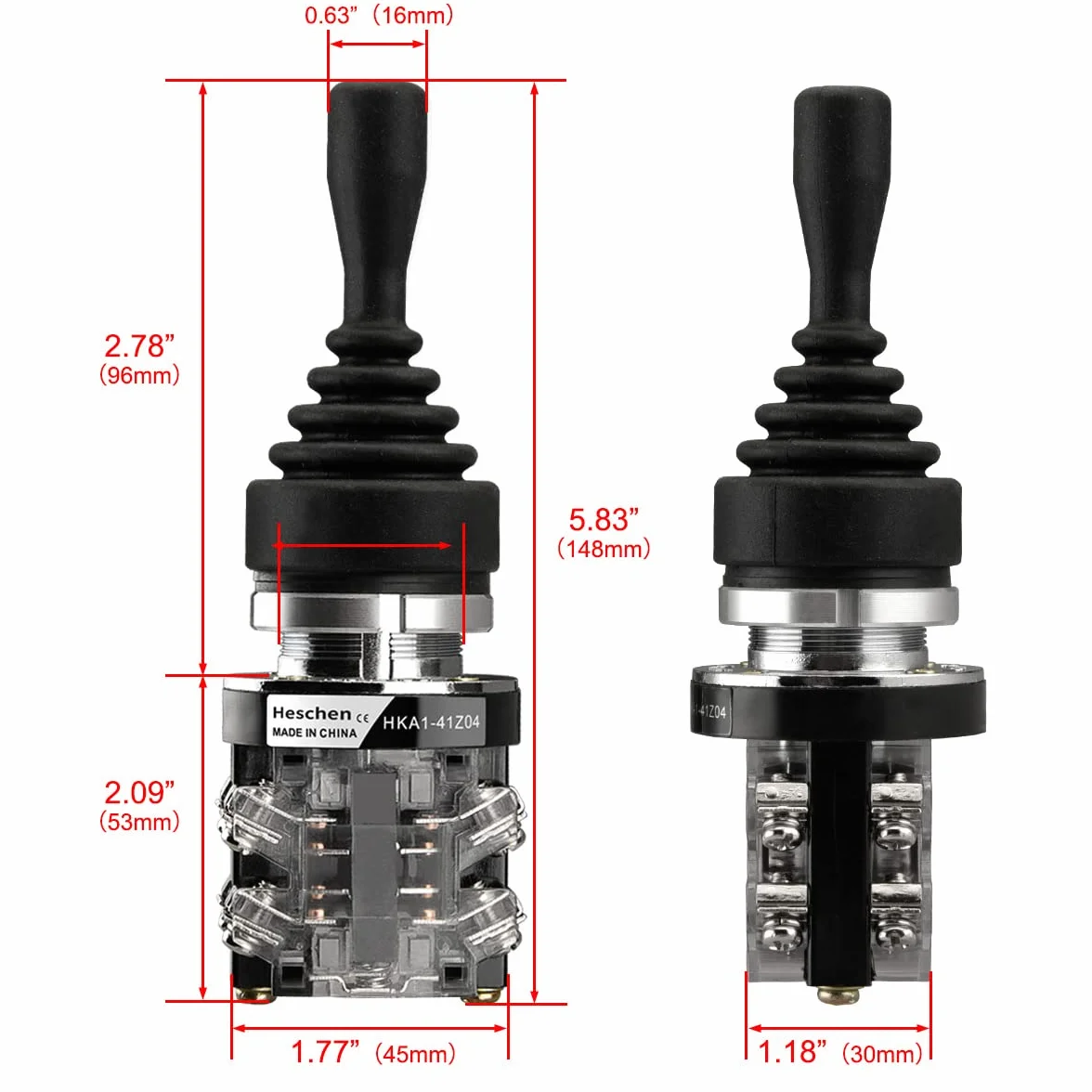 Heschen Monolever przełącznik joysticka, HKA1-41Z04, 4-pozycyjny, typ chwilowy, 4NO, AC380V 15A