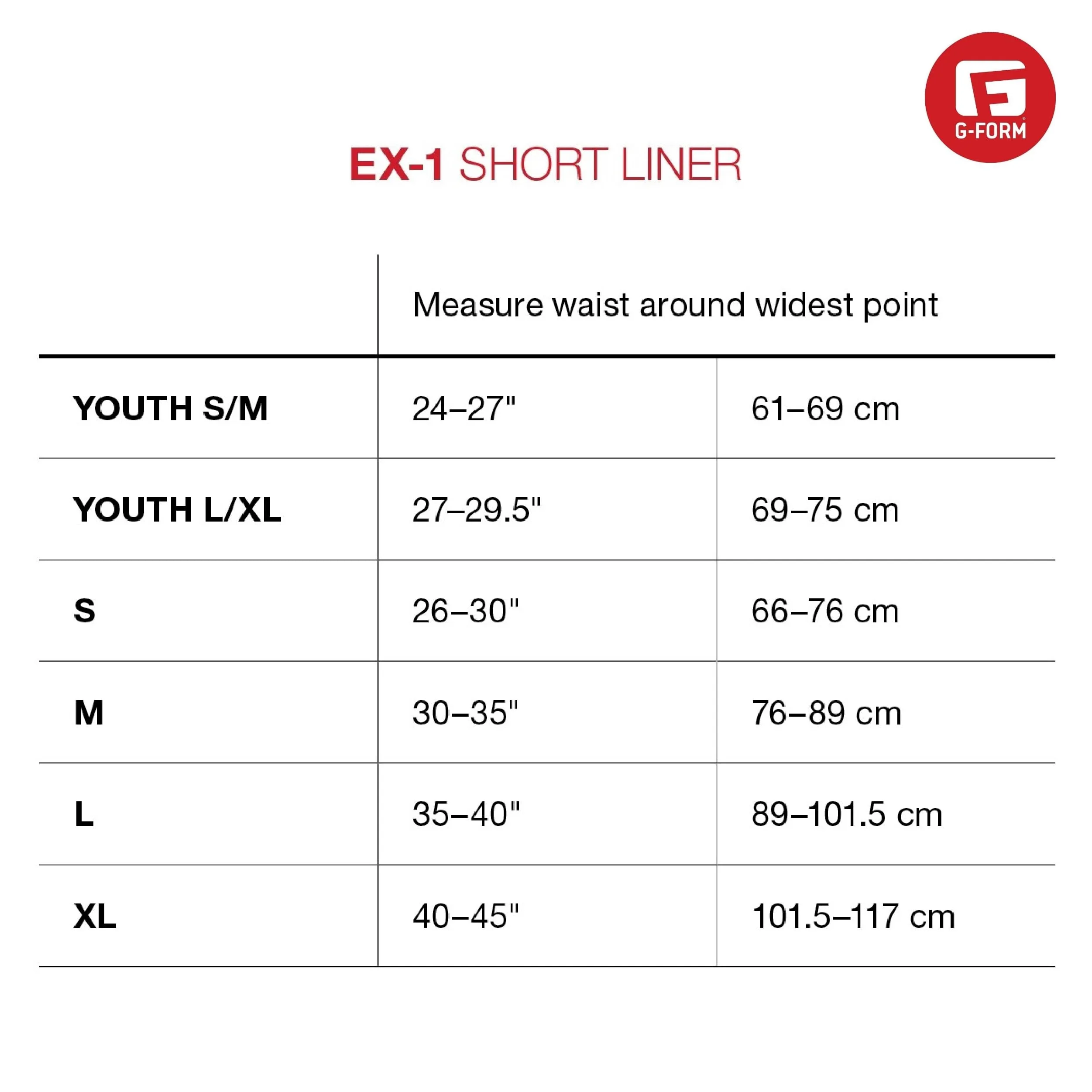 G-Form EX-1 Bike Short Liner - wyściełane spodenki rowerowe - spodnie rowerowe do BMX, snowboardu i wielu innych - sportowe spodenki kompresyjne, czarny, 120