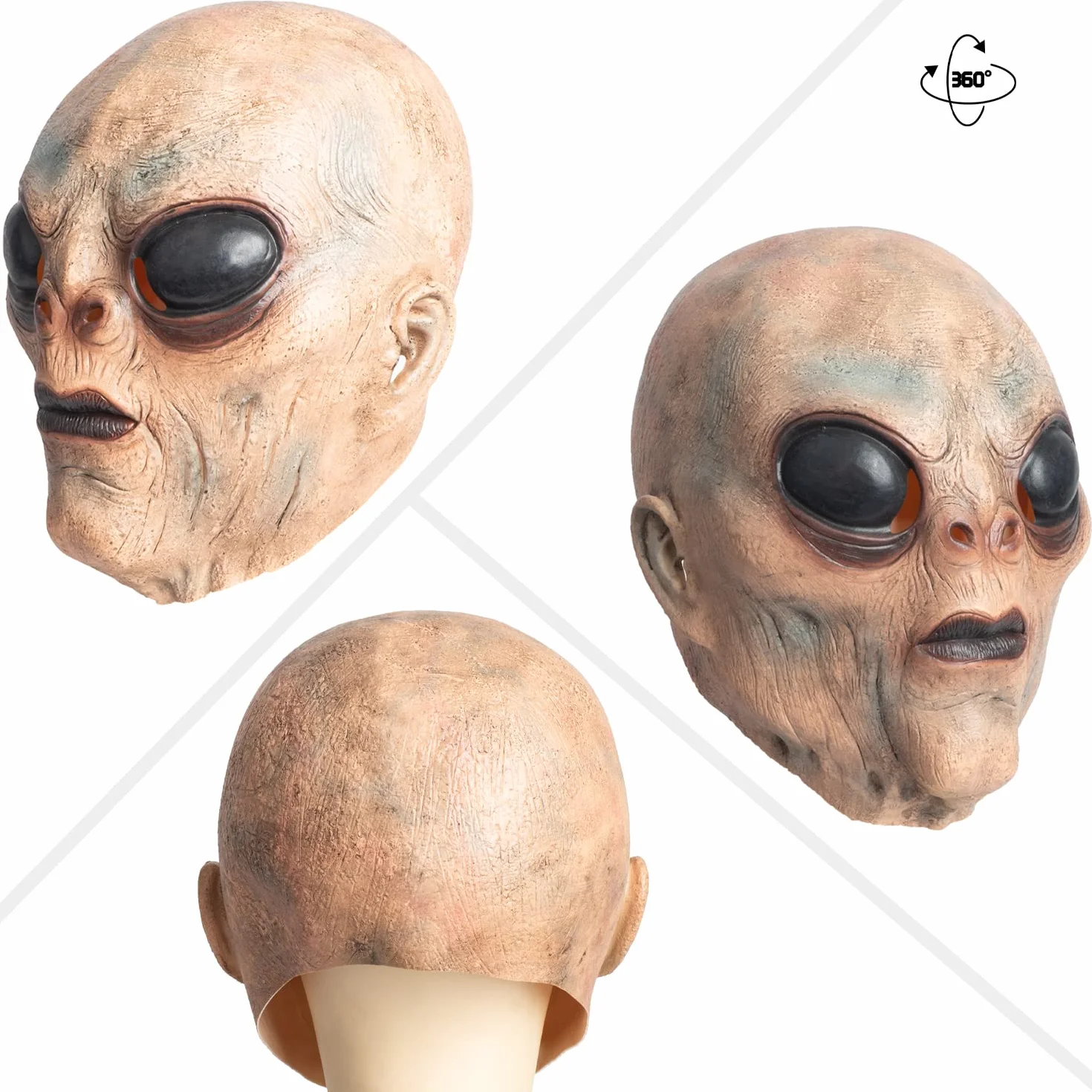 CreepyParty Alien maska ET przerażająca lateksowa maska na całą głowę, straszne maski z horroru, na Halloween, karnawał, imprezę kostiumową
