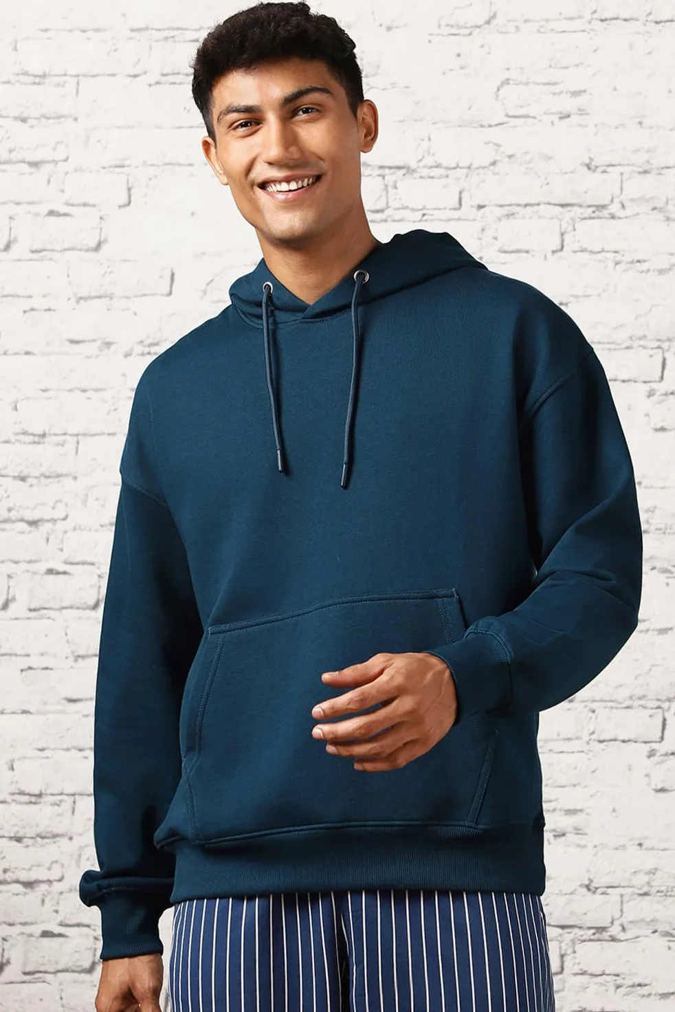 NOBERO Bluza męska z kapturem oversize z nadrukiem graficznym, bawełniany polar, długie rękawy, bluza z kapturem dla mężczyzn