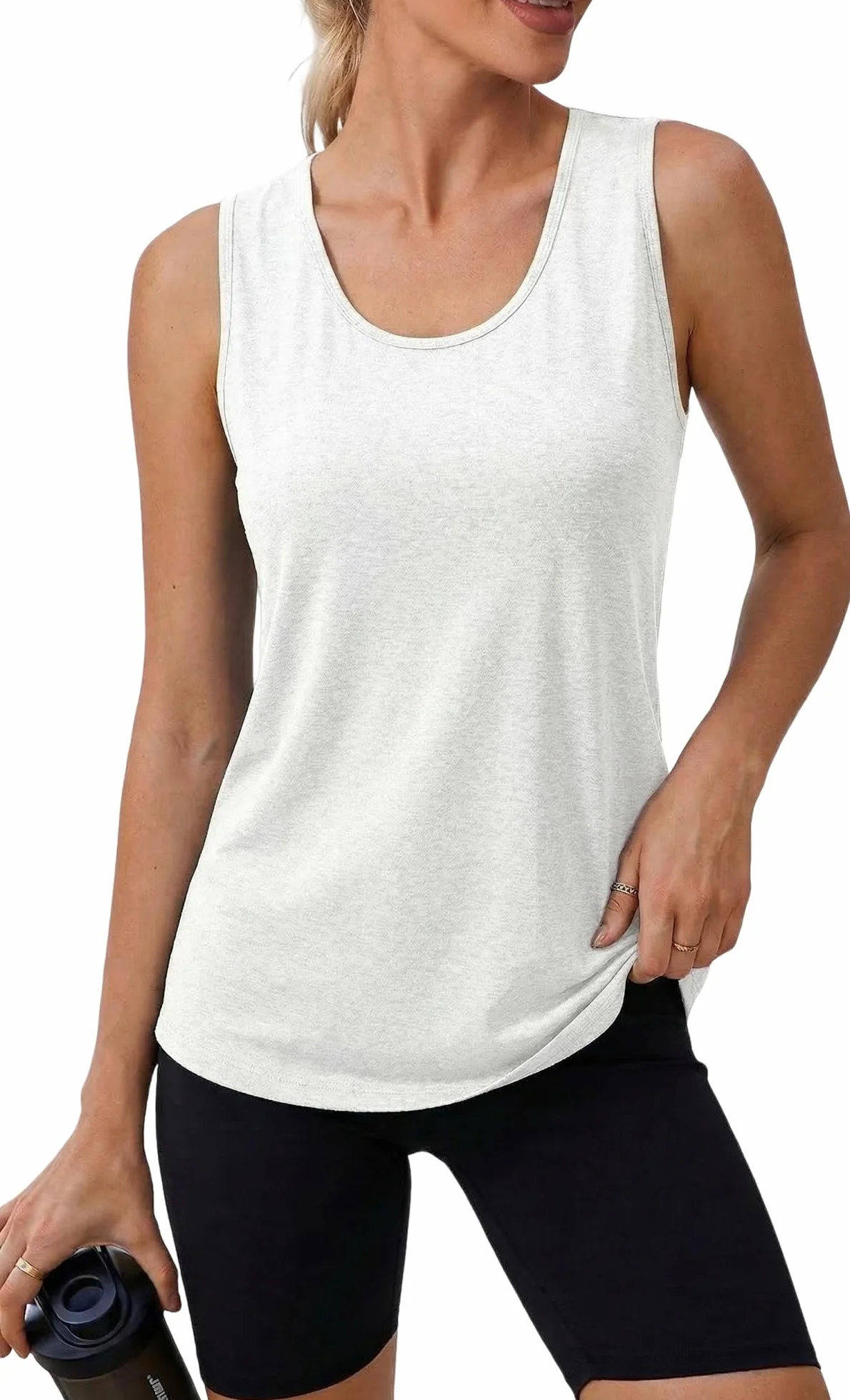 PINSPARK Damski sportowy tank top bez rękawów, oddychający top z siateczki, na siłownię, lekki top sportowy, luźny top do jogi