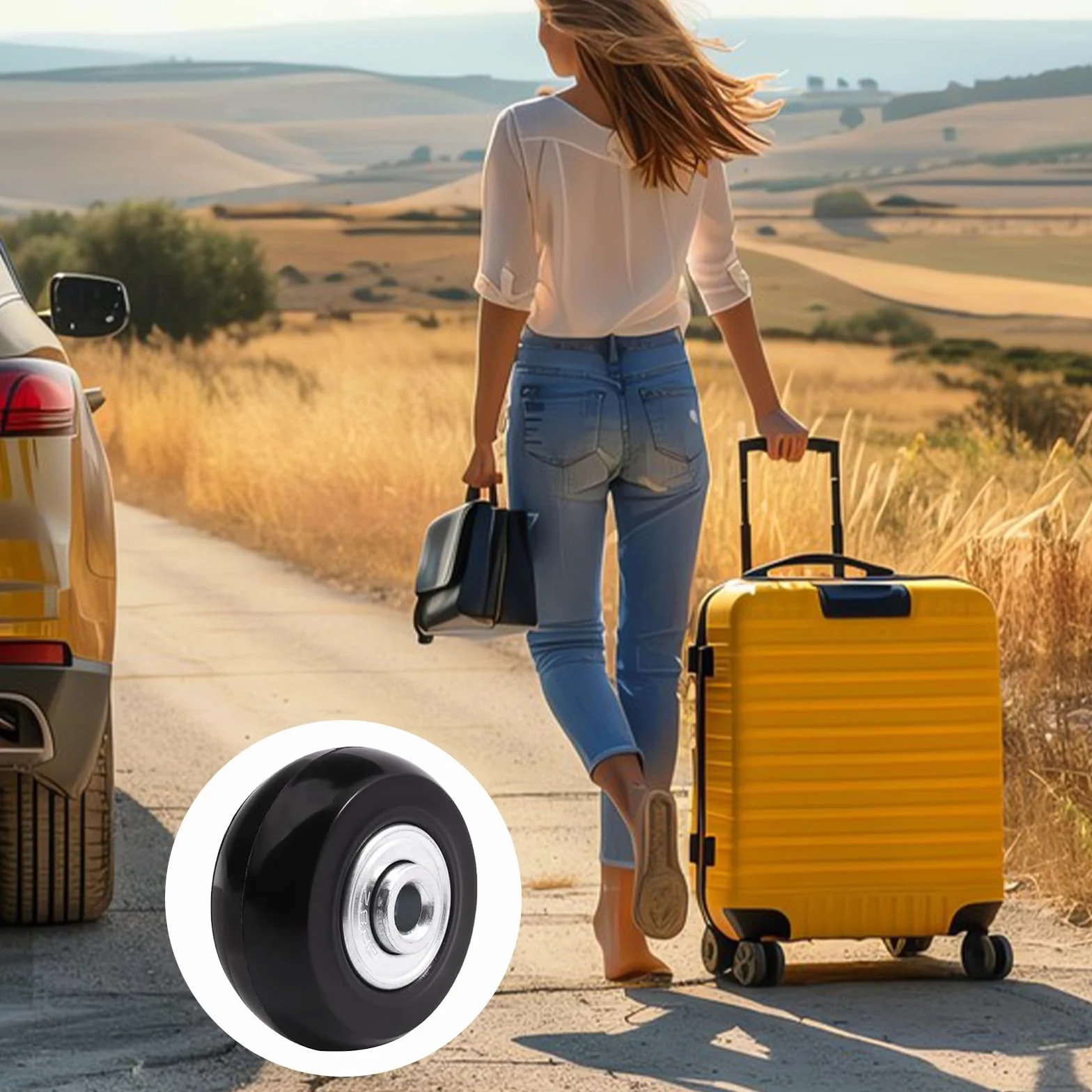 4 sztuki zapasowych kółek do walizki, zapasowe kółka do walizki, 50 x 18 mm, zapasowe kółka do walizki, gumowe kółka zapasowe do walizki, czarny, na co dzień