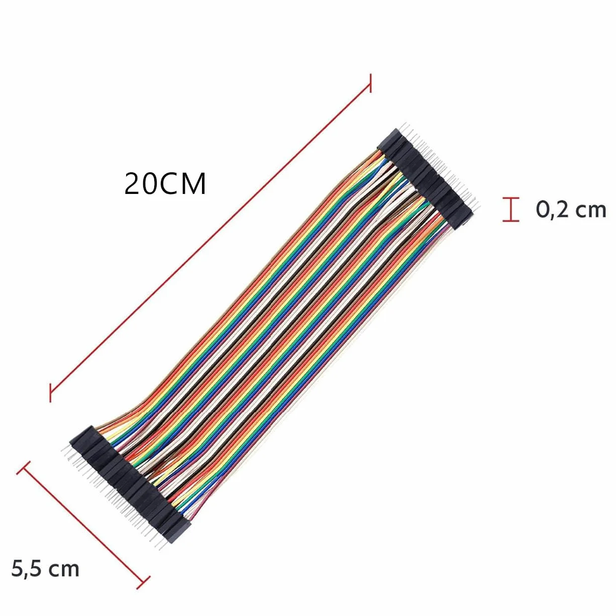 Kompatybilny kabel Dupont, zworka kablowa, zworka męska, płytka bazowa, 20 cm