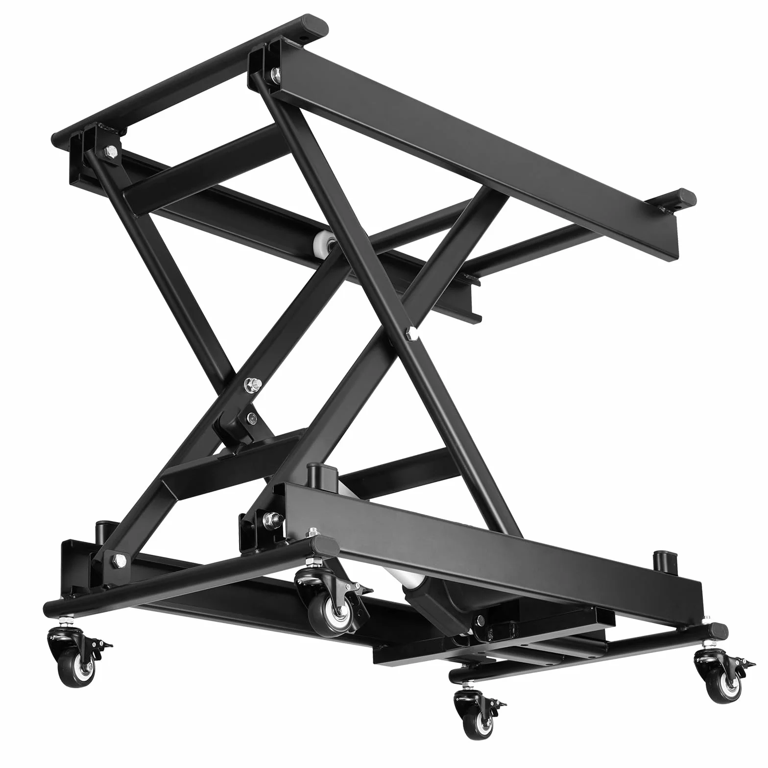 VEVOR Elektryczny stół podnoszący, 76 x 44 cm, nośność 150 kg, podnośnik nożycowy, 200 do 710 mm, z regulacją wysokości, podnośnik kawowy z 4 kółkami, do obsługi materiałów i transportu, czarny