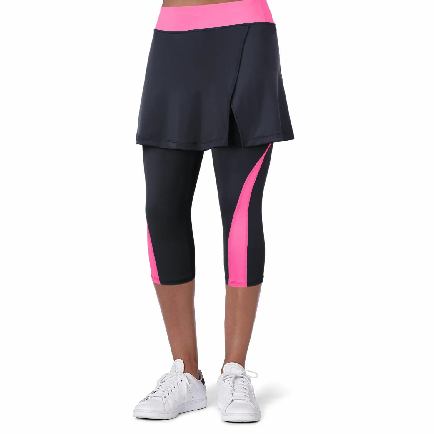 ANIVIVO Legginsy ze spódnicą dla kobiet, legginsy ze spodenkami i damskie ubrania tenisowe, Różowy Apart, XL